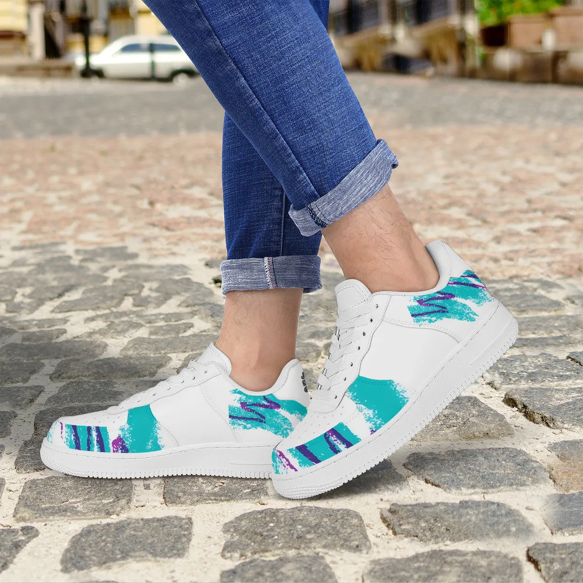 90s Jazz Solo Paper Cup Pattern Low Top Unisex Sneaker