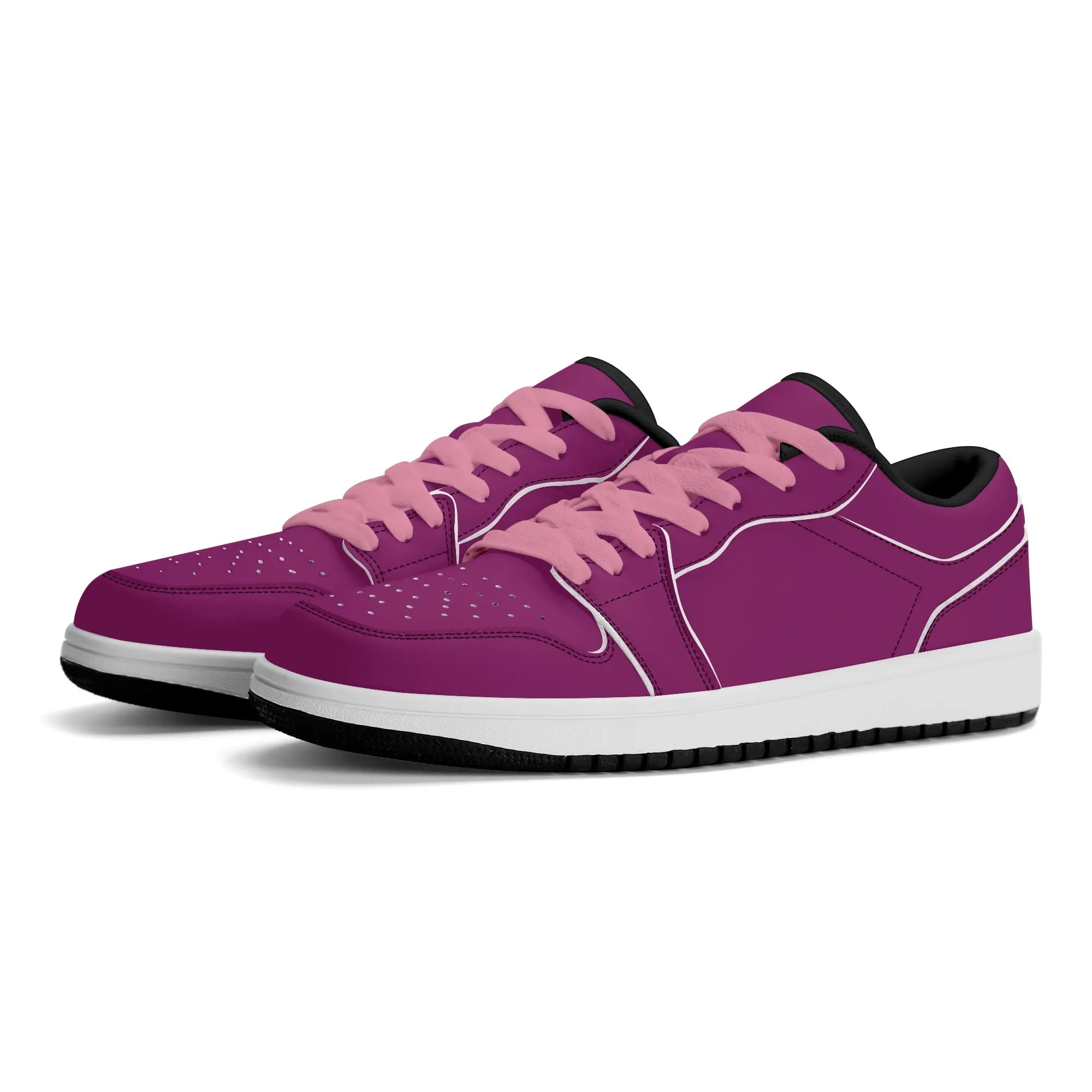 Aubergine Low Top Leder Sneaker für Damen