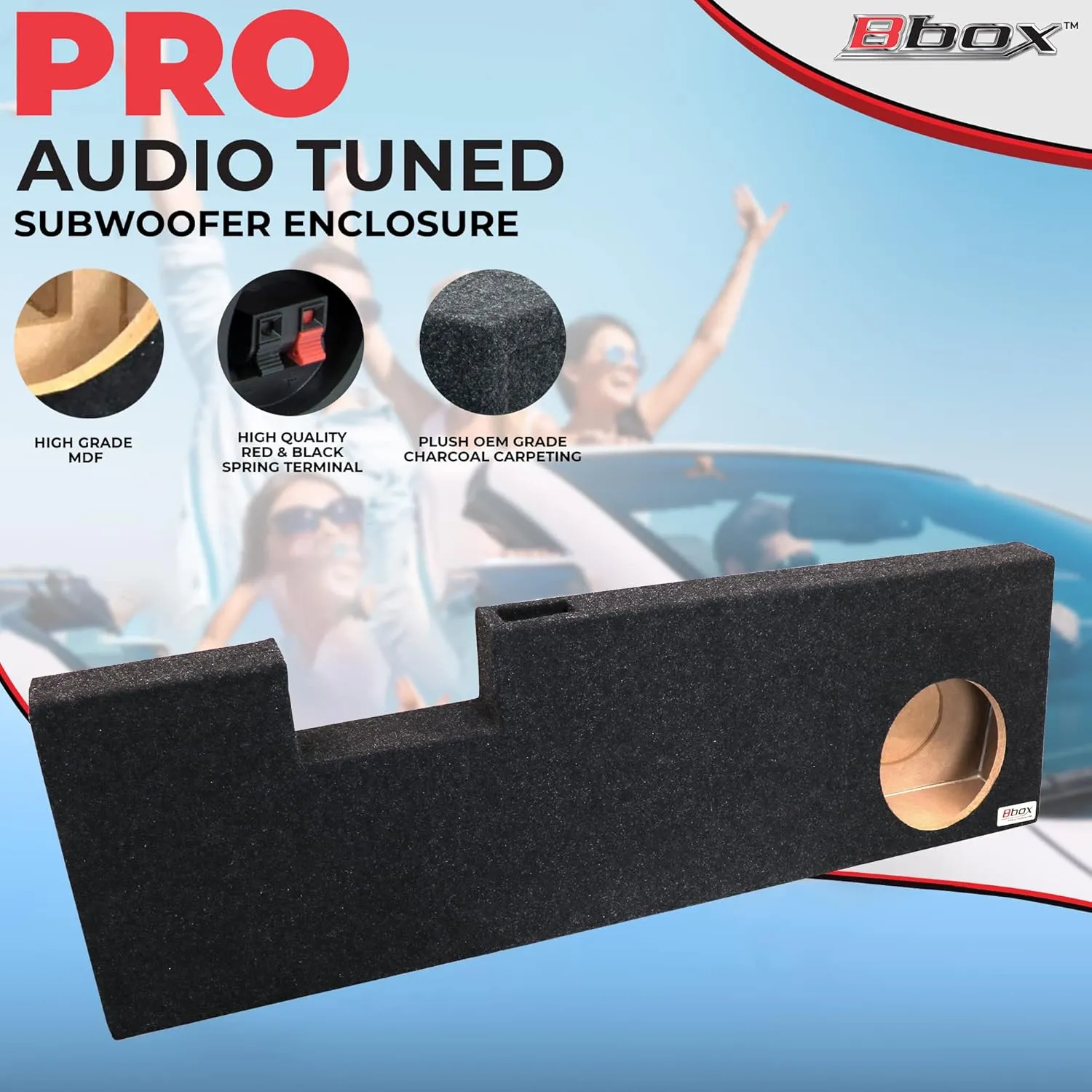 Bbox Accu-Tuned 10” Single Vented Subwoofer Enclosure - Subwoofer Box Improves Audio Quality, Sound & Bass - Fits 1999-2015 Ford F250/350/450 Crew Cab
