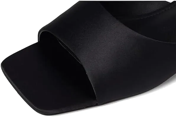 Beauty Cry Womens Mule Heels Stain Chunky Kitten Square Toe Slide Sandal Heels
