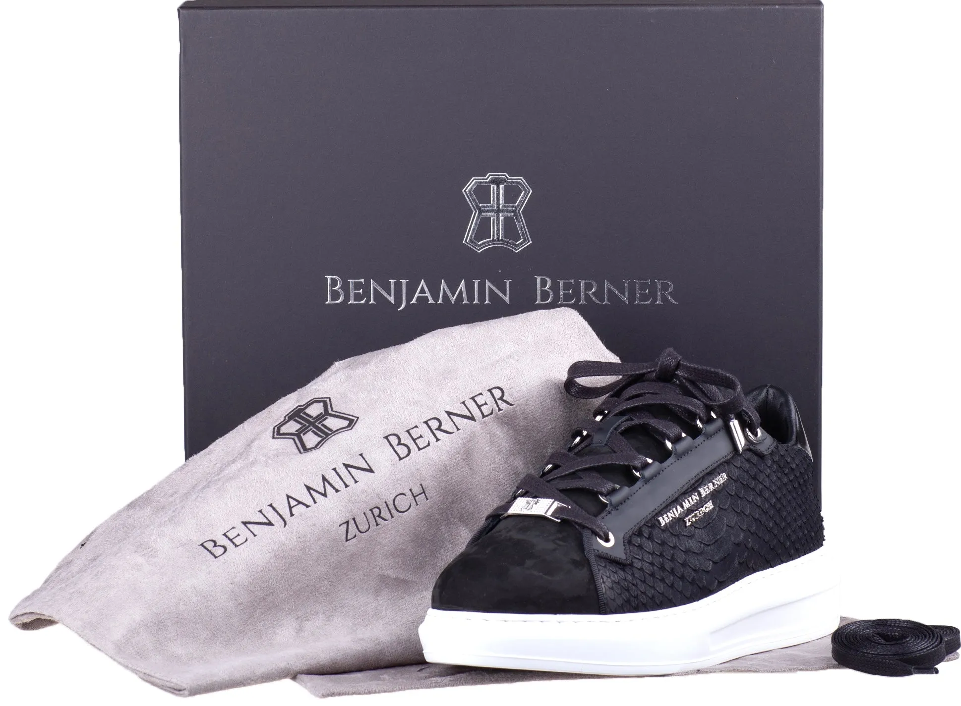 BNJ ACHILLE BLACK PYTHON CUT NUBUCK