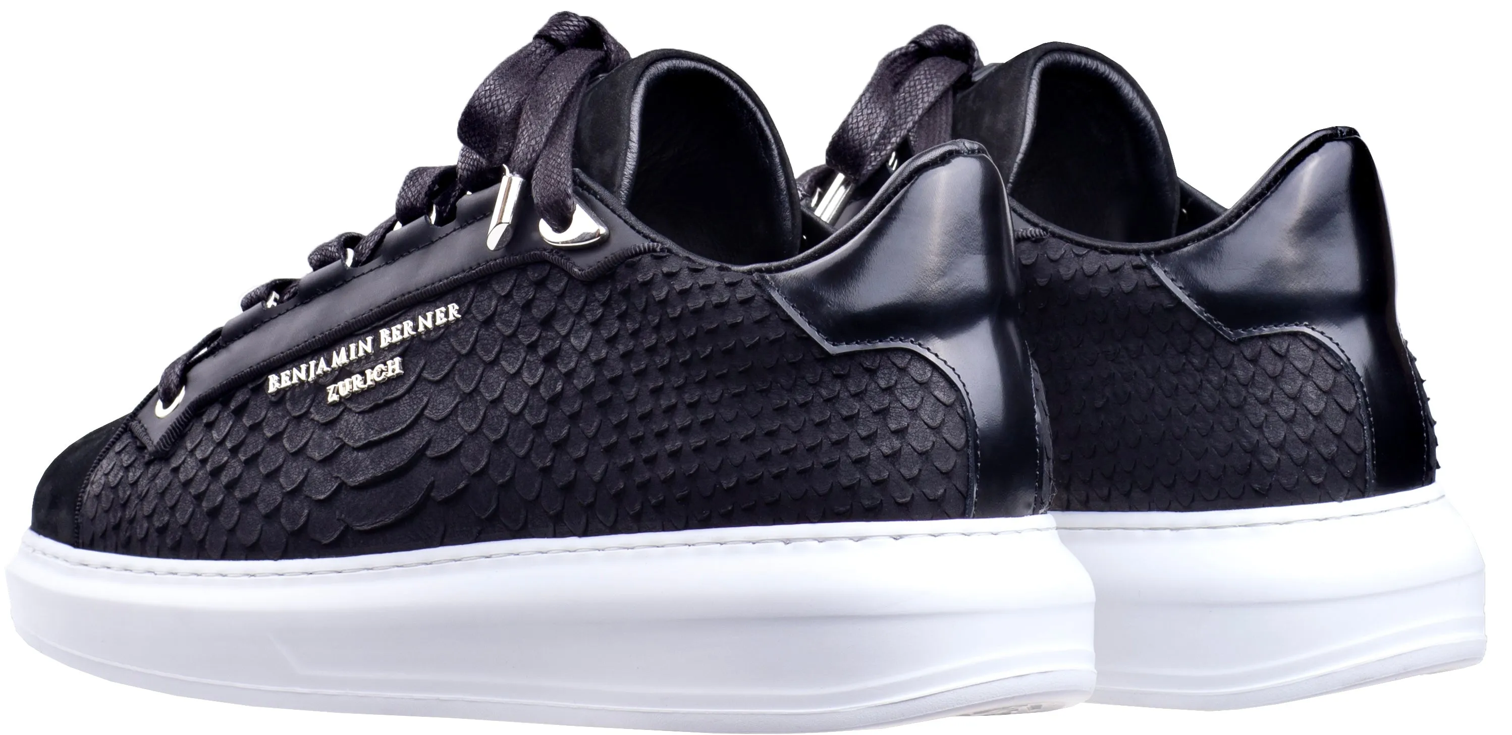 BNJ ACHILLE BLACK PYTHON CUT NUBUCK