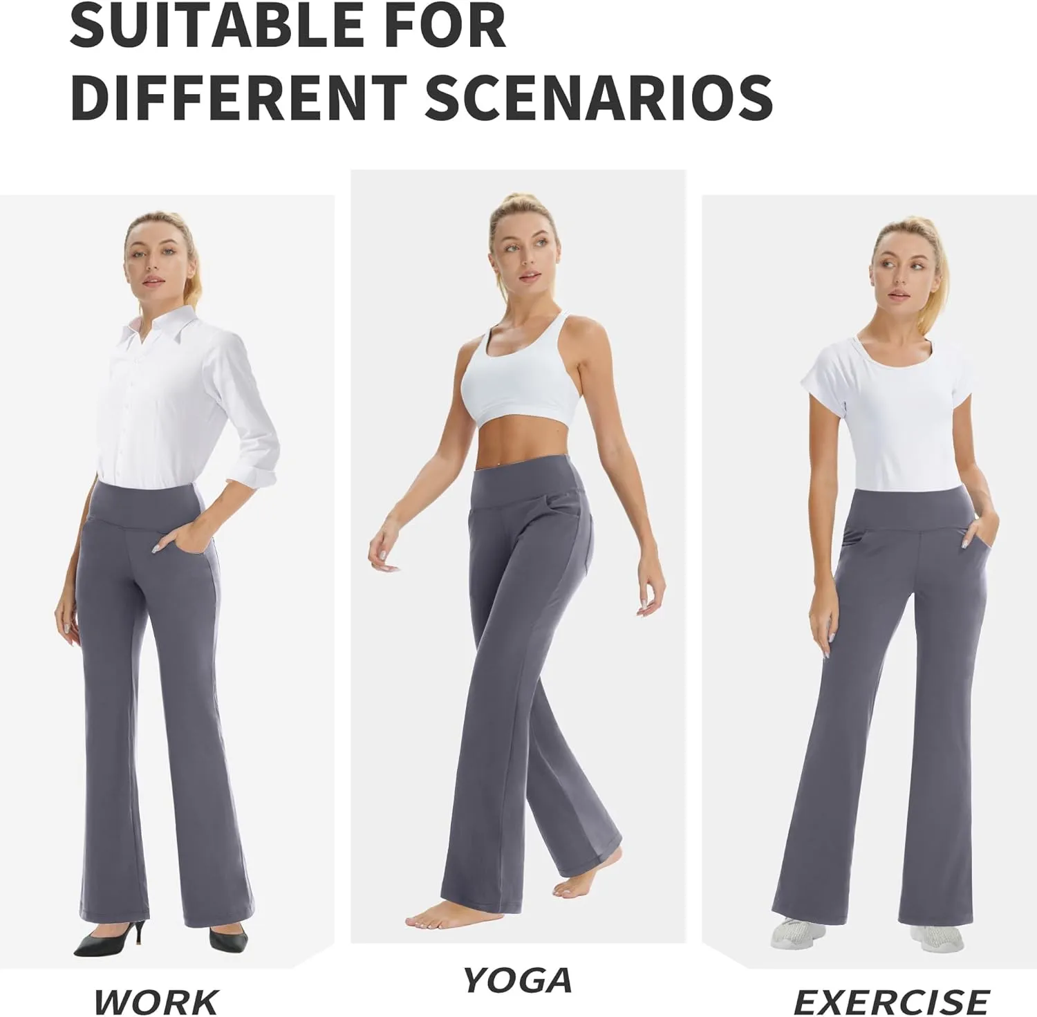 Bootcut Yoga Pants for Women High Waist Dress Pants Flare Leggings 27" 29" 31" 33" 35" 37" Workout Pant for Casual Work