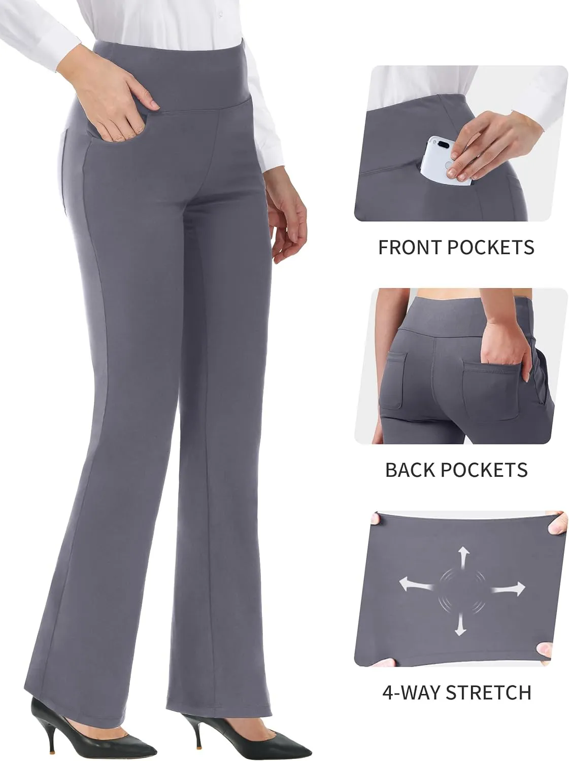 Bootcut Yoga Pants for Women High Waist Dress Pants Flare Leggings 27" 29" 31" 33" 35" 37" Workout Pant for Casual Work