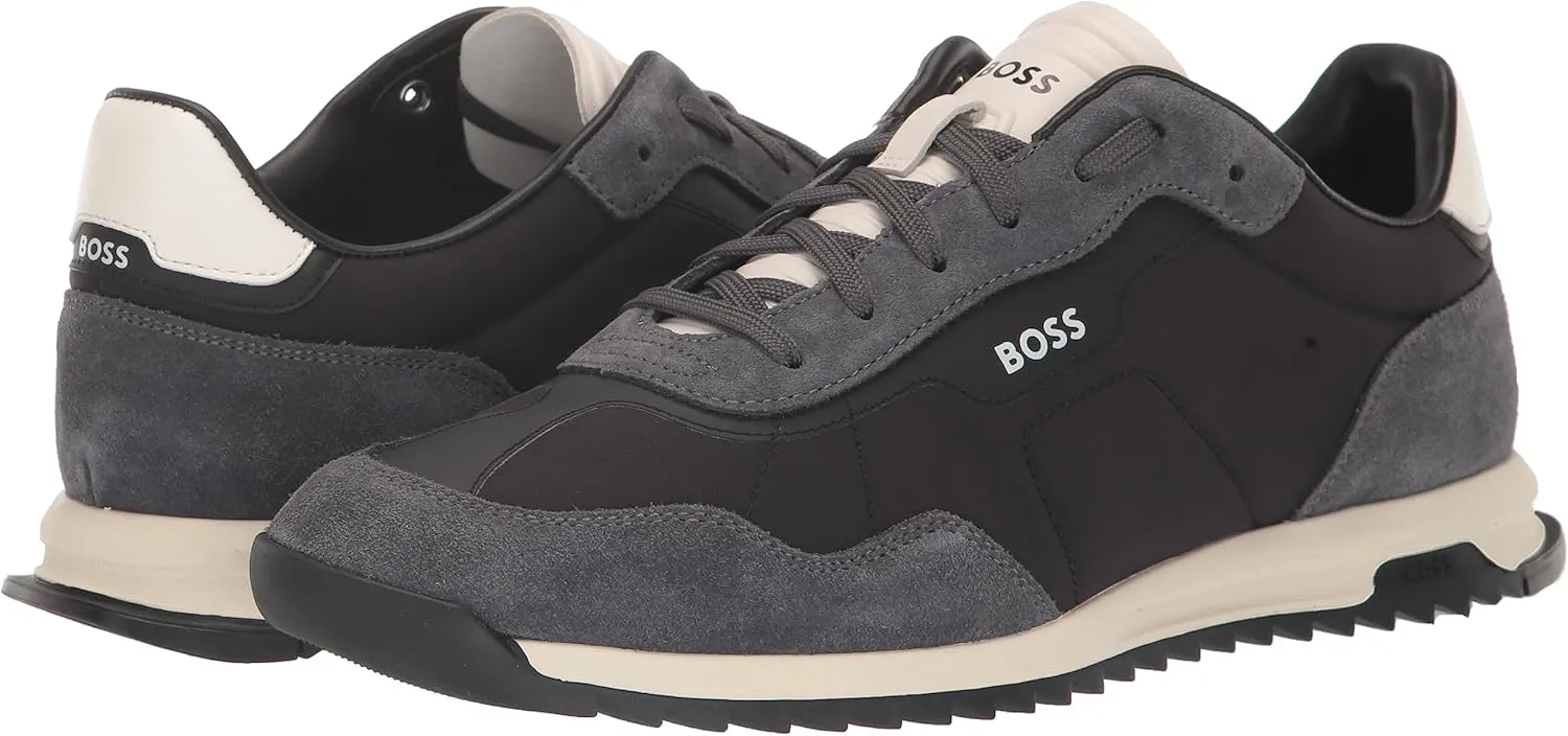 BOSS Men's Zayn Low Profile Suede Leather Two Tone Sneaker