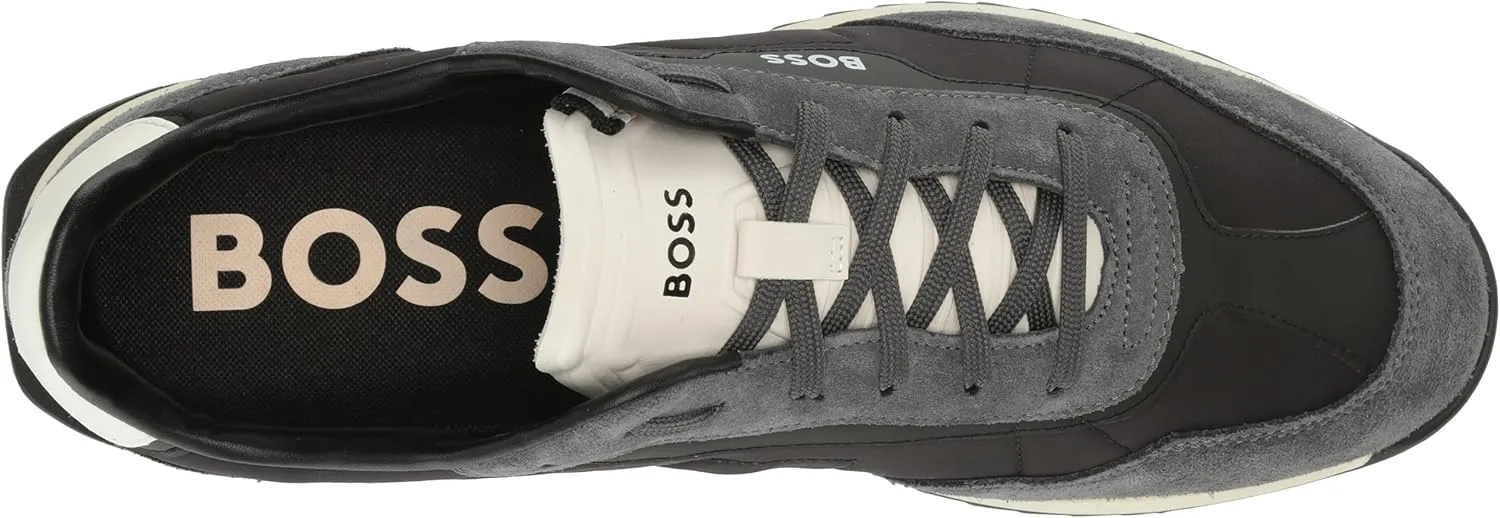 BOSS Men's Zayn Low Profile Suede Leather Two Tone Sneaker