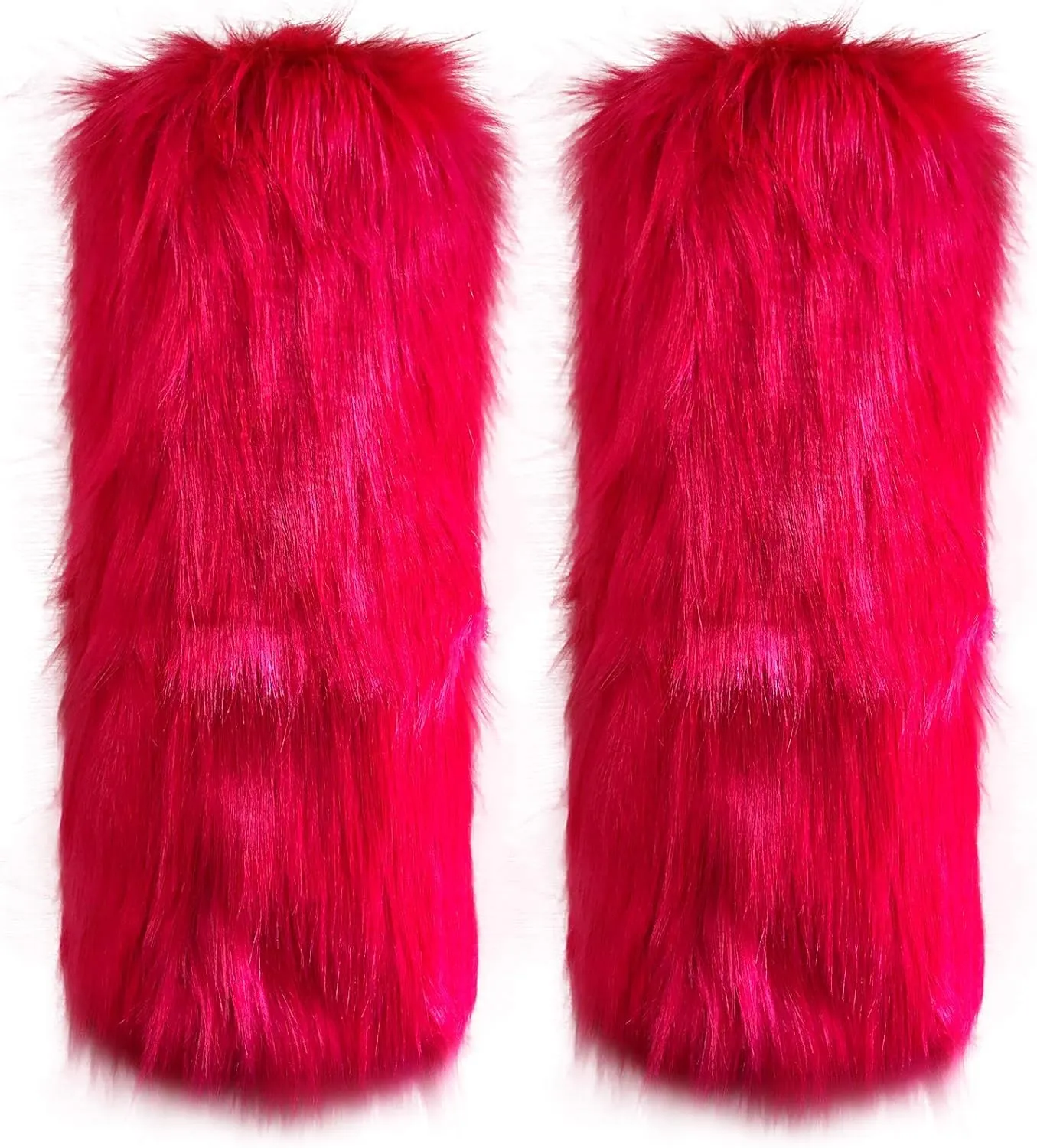 Cityelf Womens Fur Leg Warmer Winter Furry Long Boot Cuffs Fuzzy Shoes Cover Party Costume Holiday Festival Performance Play