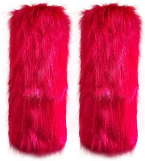 Cityelf Womens Fur Leg Warmer Winter Furry Long Boot Cuffs Fuzzy Shoes Cover Party Costume Holiday Festival Performance Play