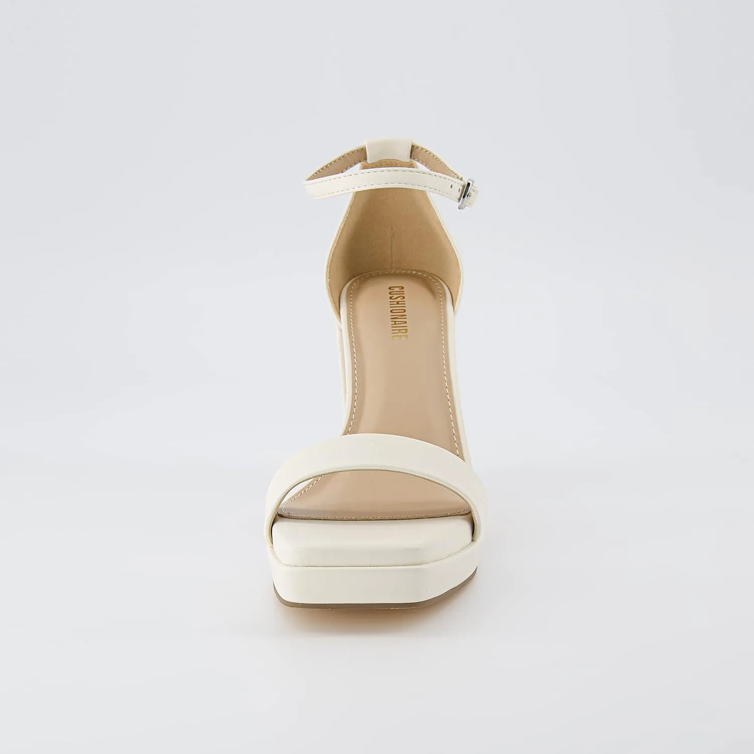 CUSHIONAIRE Women's Grammy one band block heel platform sandal  Memory Foam, Wide Widths Available