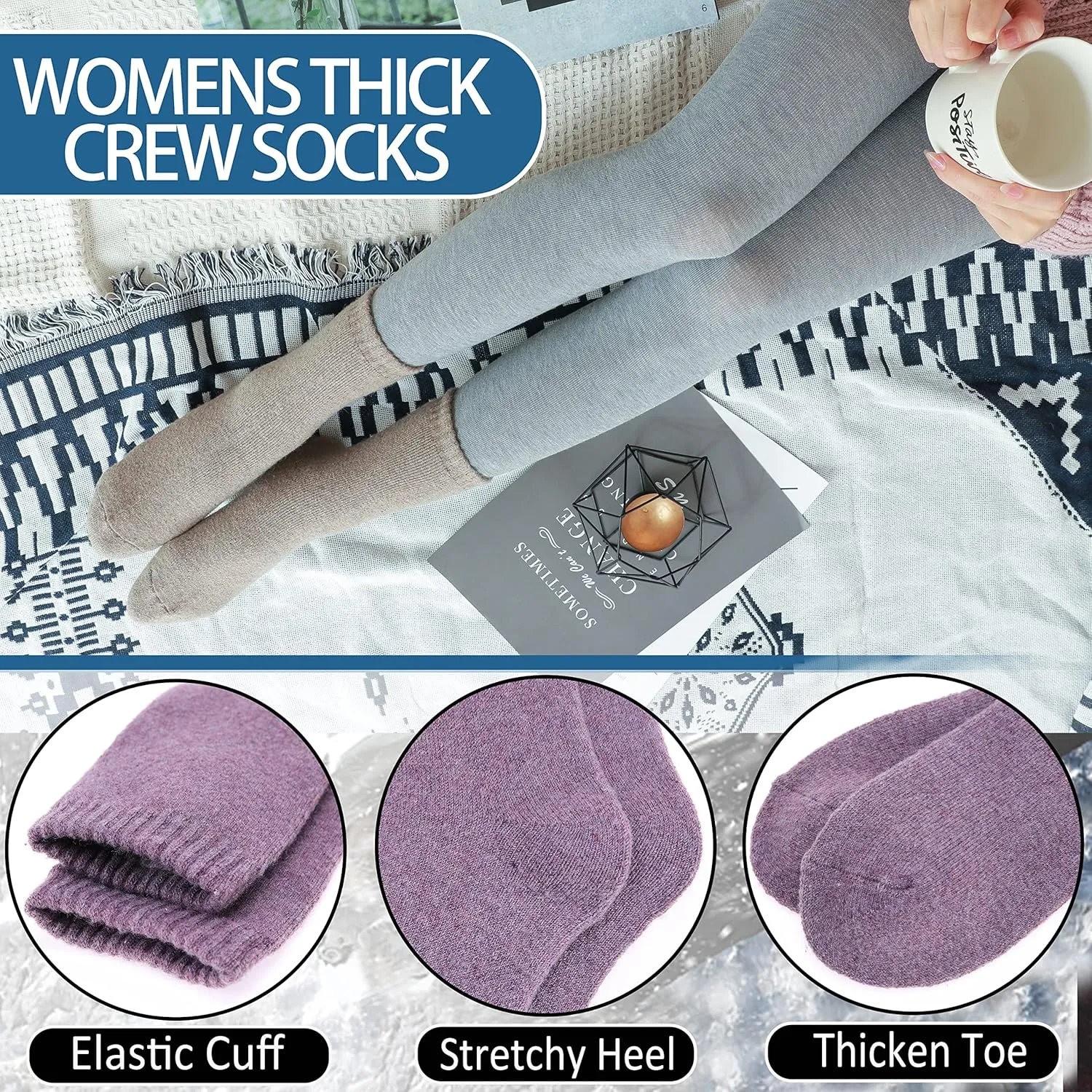 EBMORE Womens Fuzzy Socks Fleece Fluffy Cabin Plush Warm Sleep Soft Cozy Winter Adult Socks