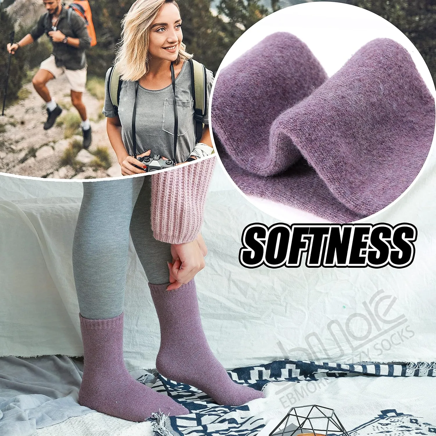 EBMORE Womens Fuzzy Socks Fleece Fluffy Cabin Plush Warm Sleep Soft Cozy Winter Adult Socks