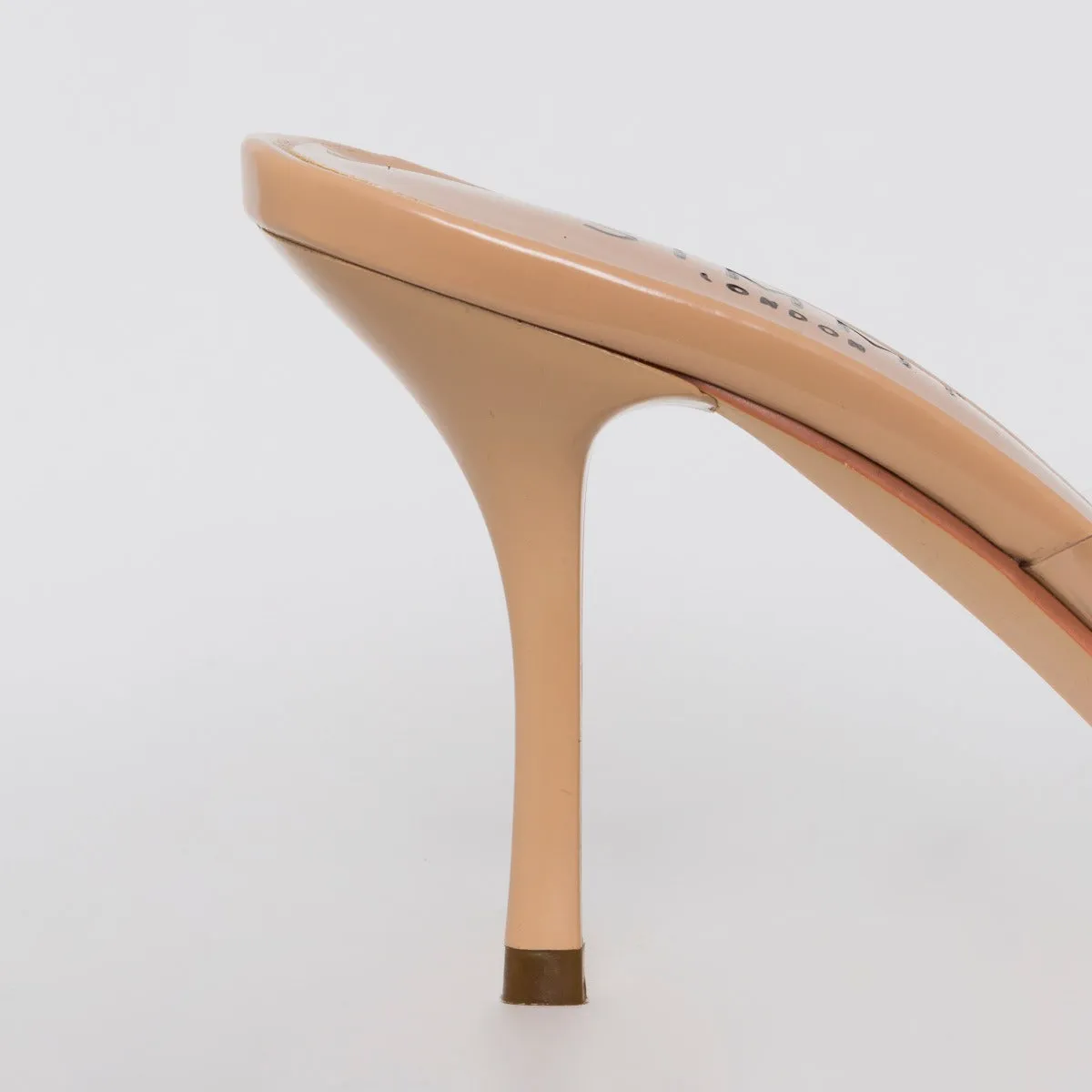 Elise Wide Fit Nude Patent Clear Mid Heel Mules