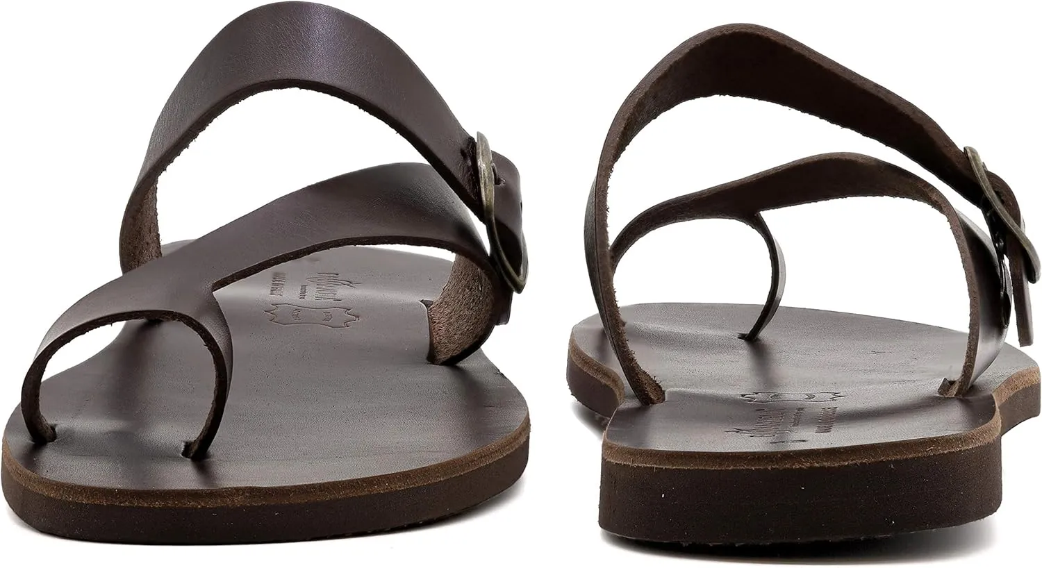 Emmanuela Greek Leather Ring Toe Sandals for Men, Quality Handmade Men's Sandals with adjustable Buckle Strap, Mens Strappy Summer Shoes