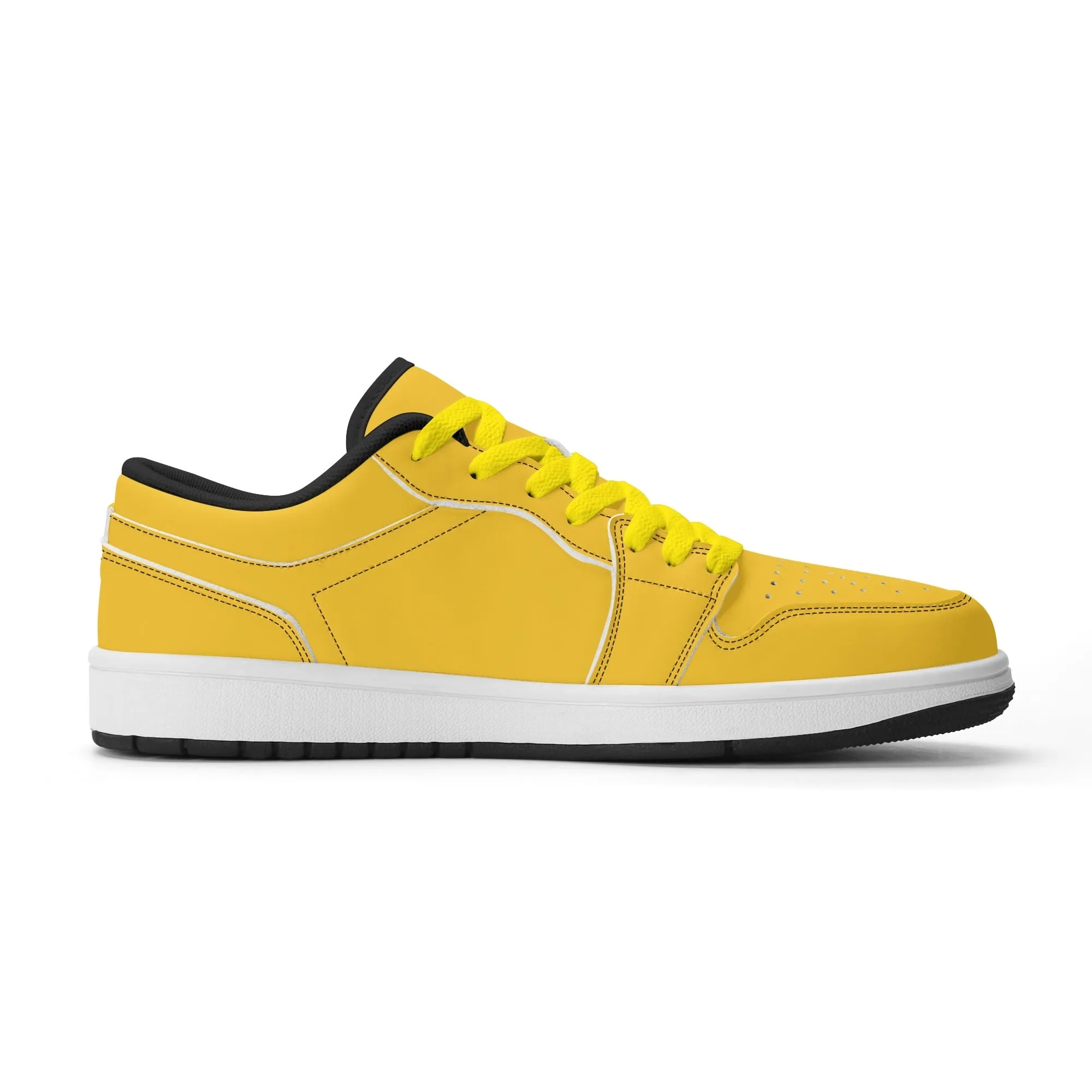 Gelbe Low Top Leder Sneaker für Damen