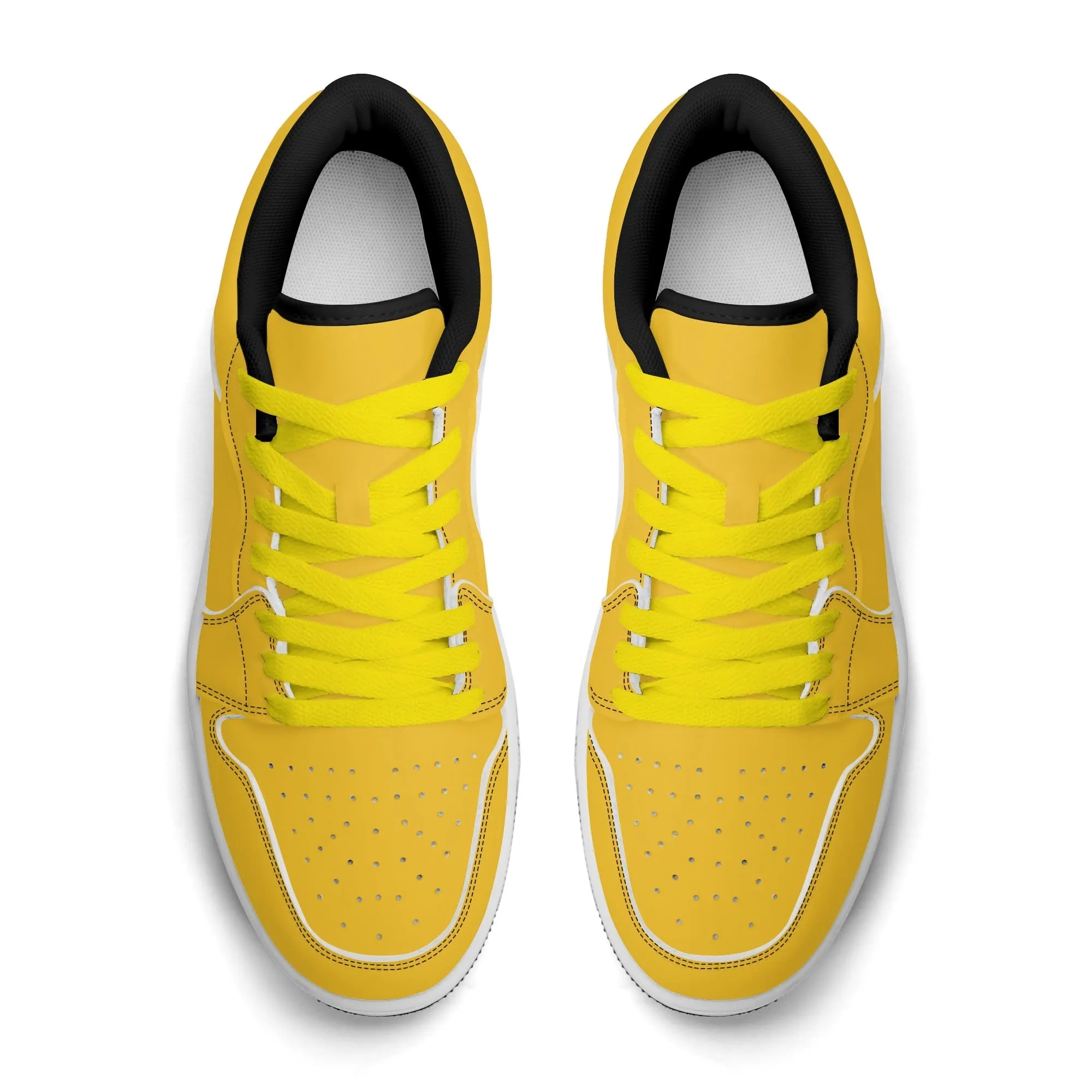 Gelbe Low Top Leder Sneaker für Damen