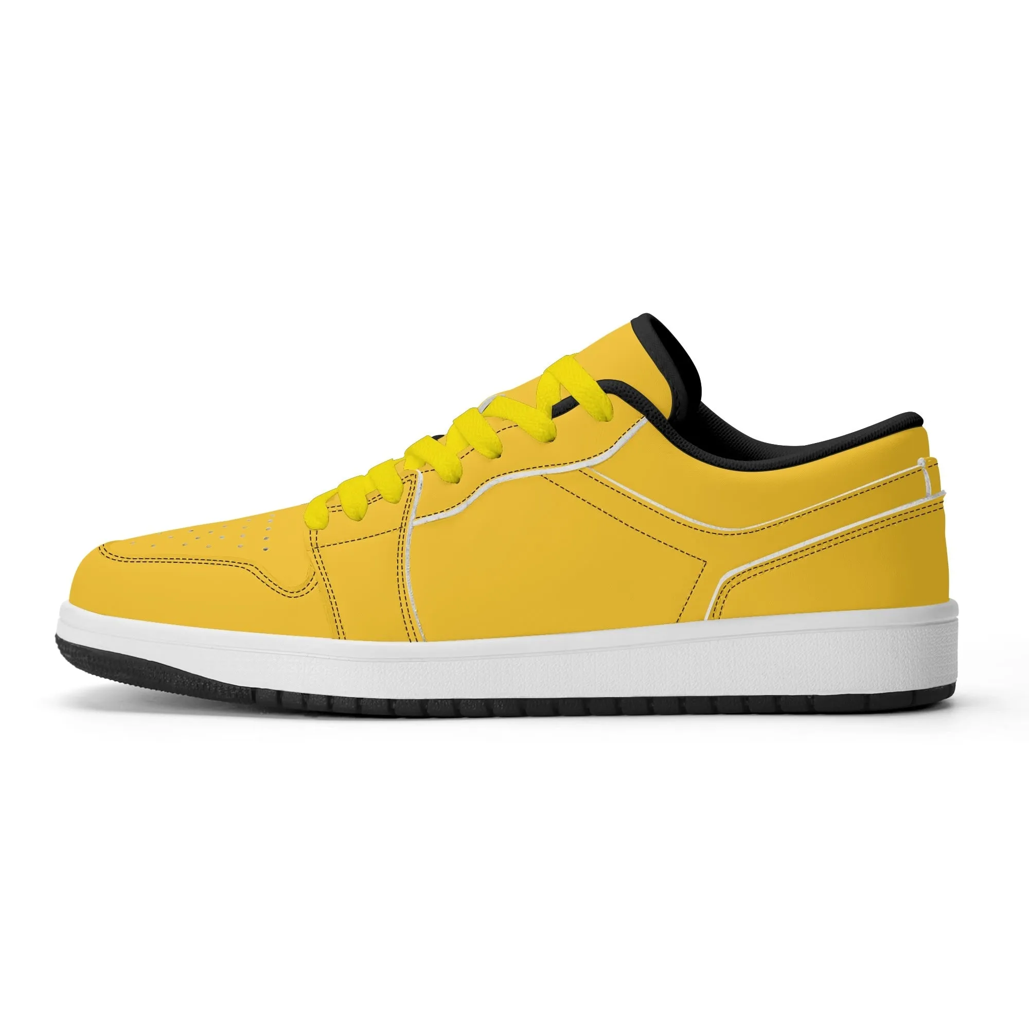Gelbe Low Top Leder Sneaker für Damen