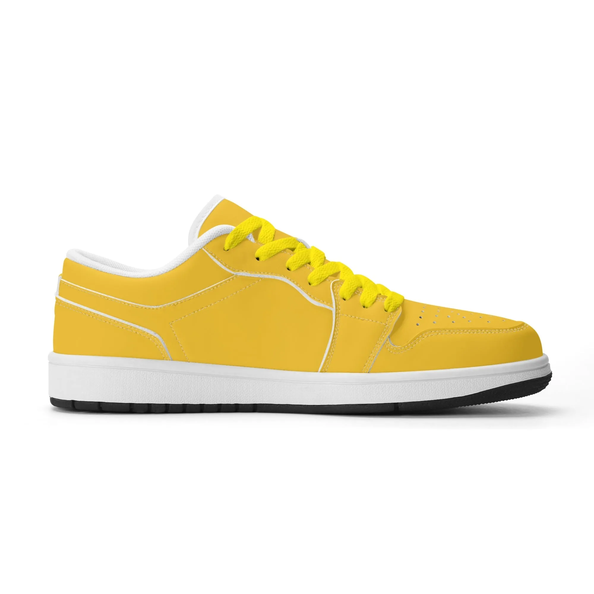 Gelbe Low Top Leder Sneaker für Damen