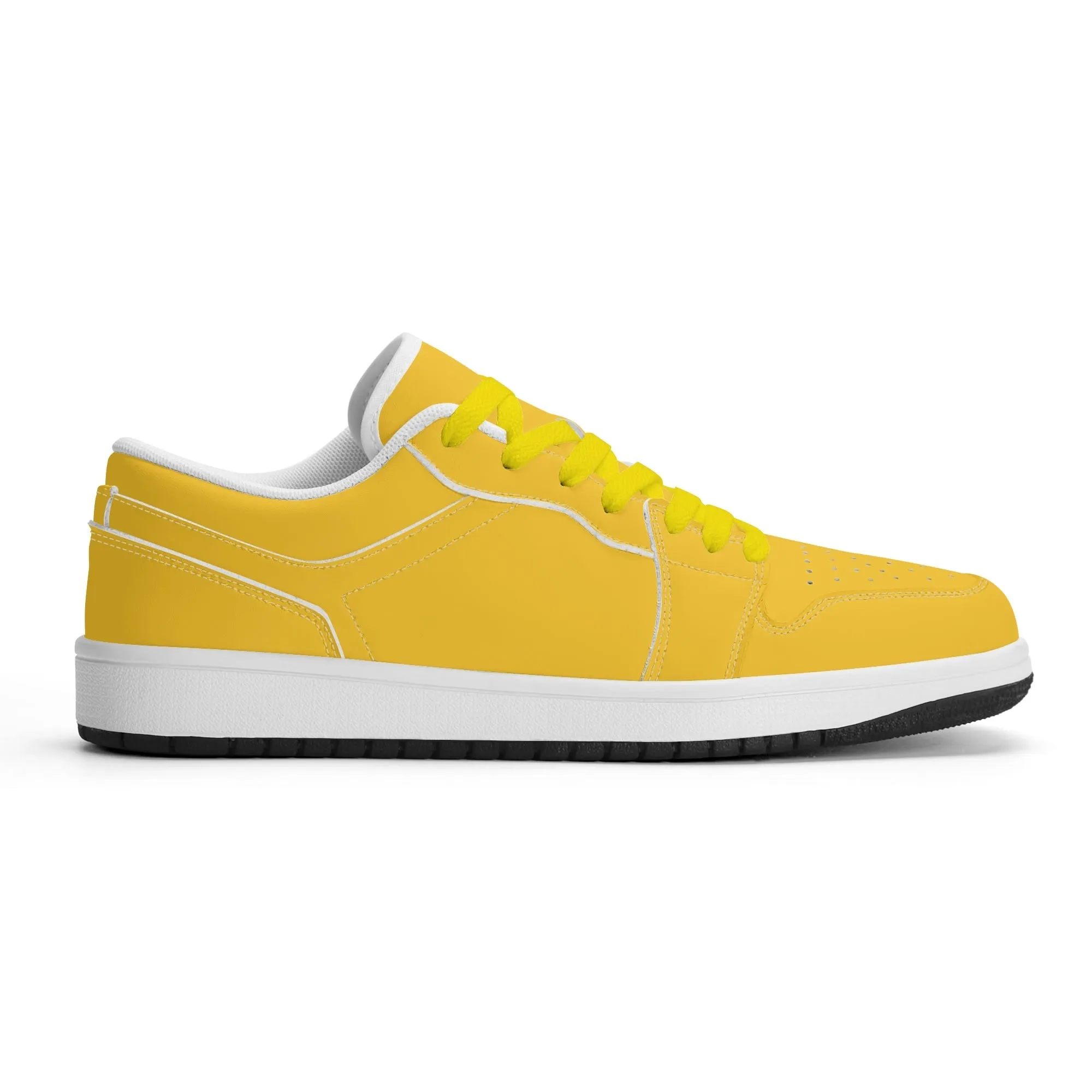 Gelbe Low Top Leder Sneaker für Damen