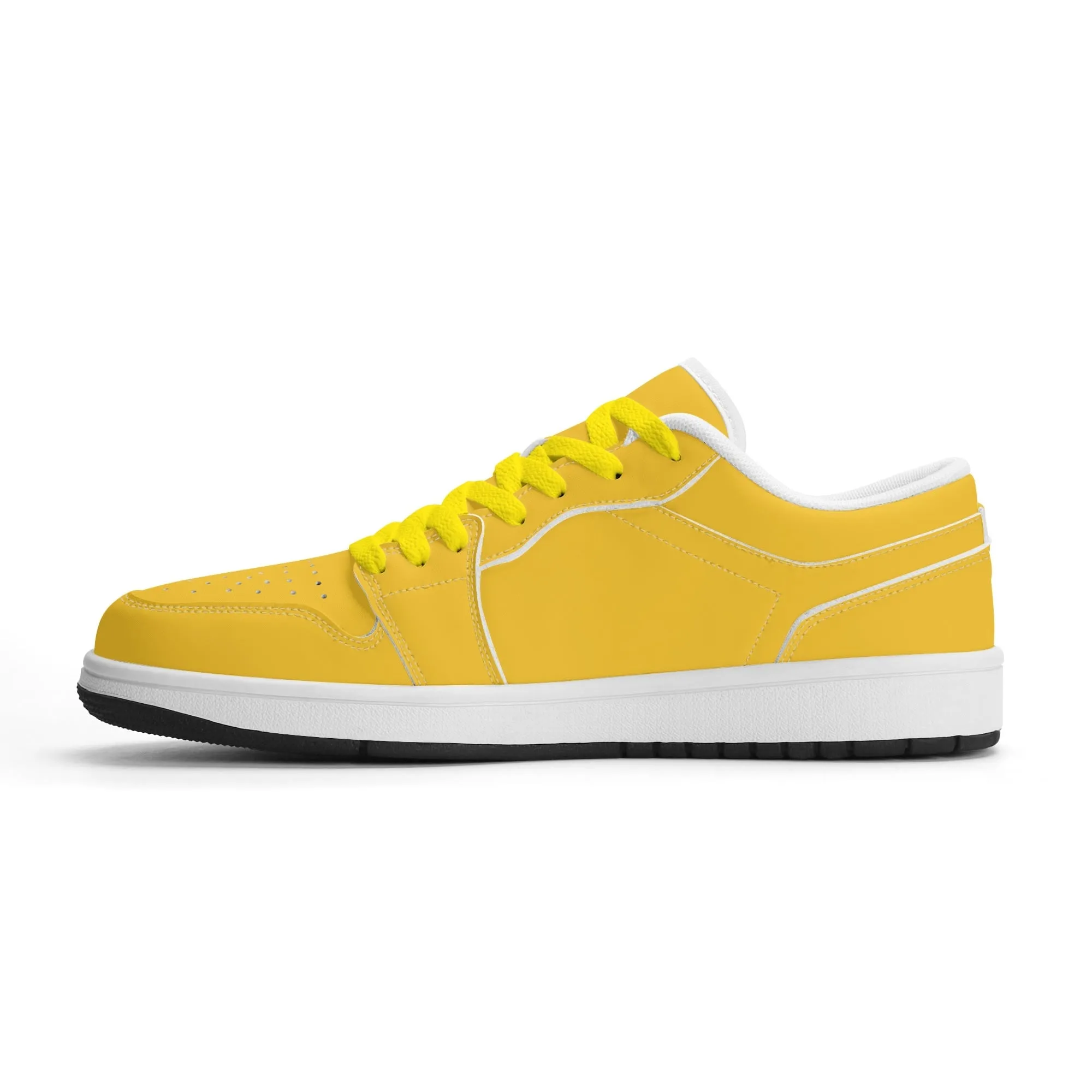 Gelbe Low Top Leder Sneaker für Damen