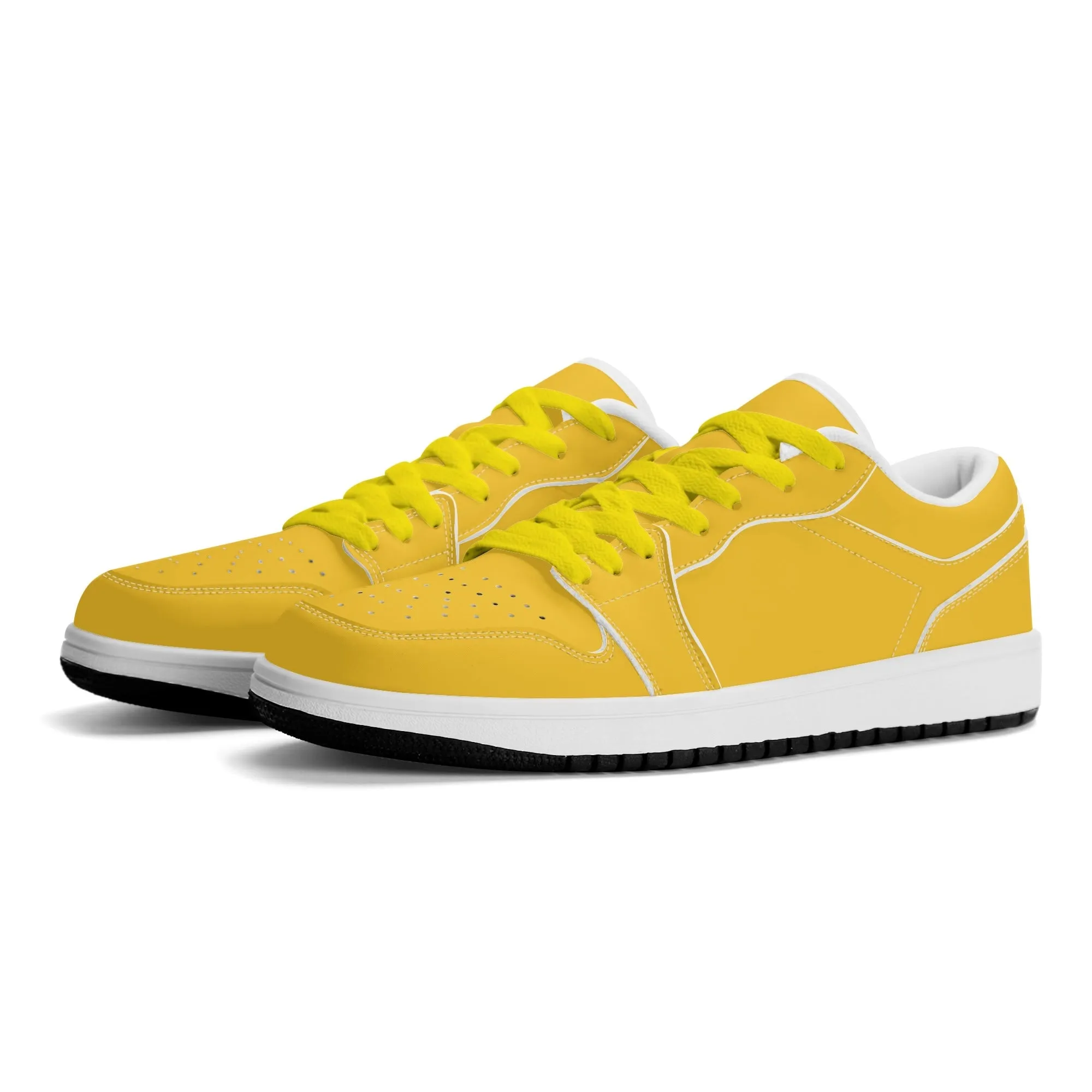 Gelbe Low Top Leder Sneaker für Damen