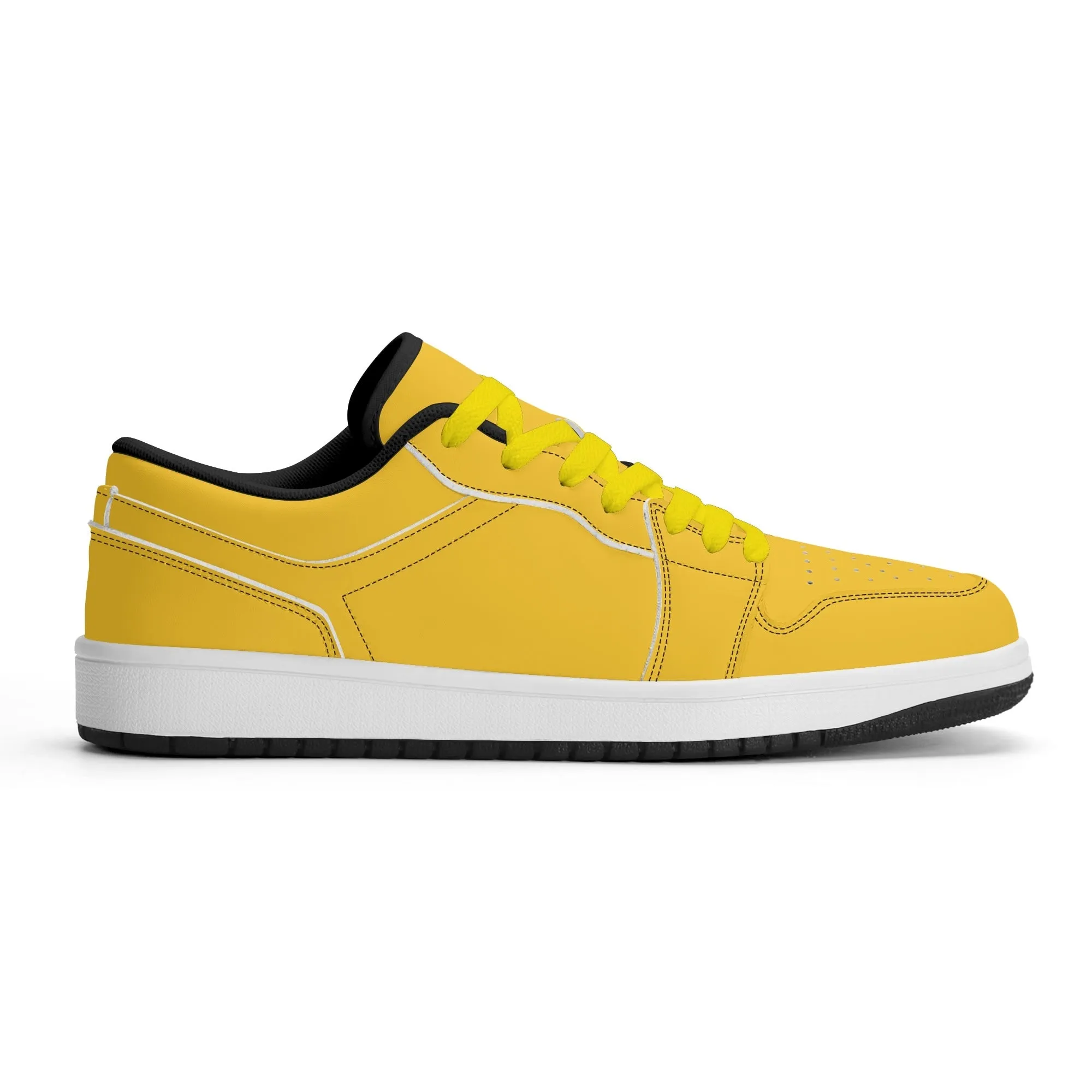 Gelbe Low Top Leder Sneaker für Damen