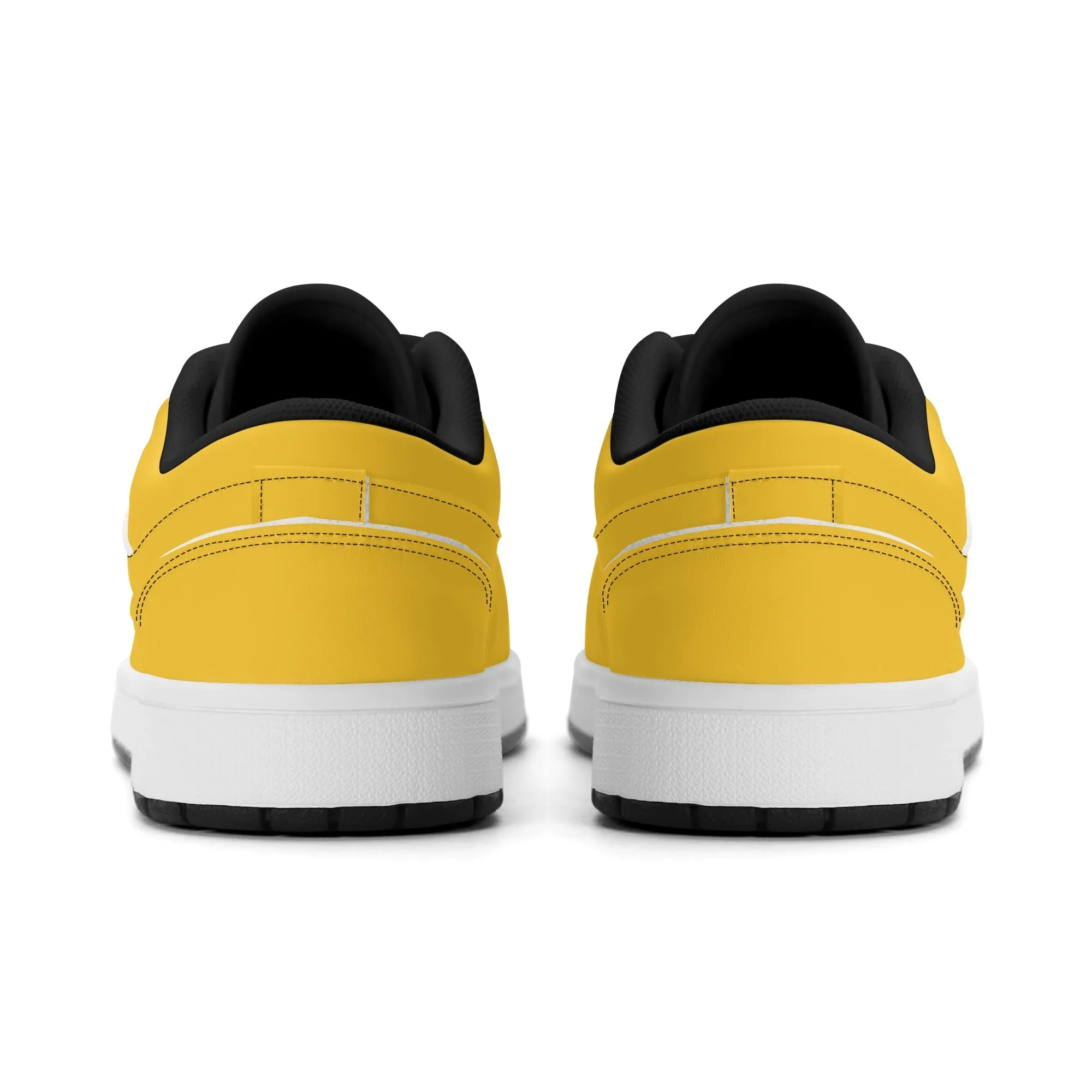 Gelbe Low Top Leder Sneaker für Damen
