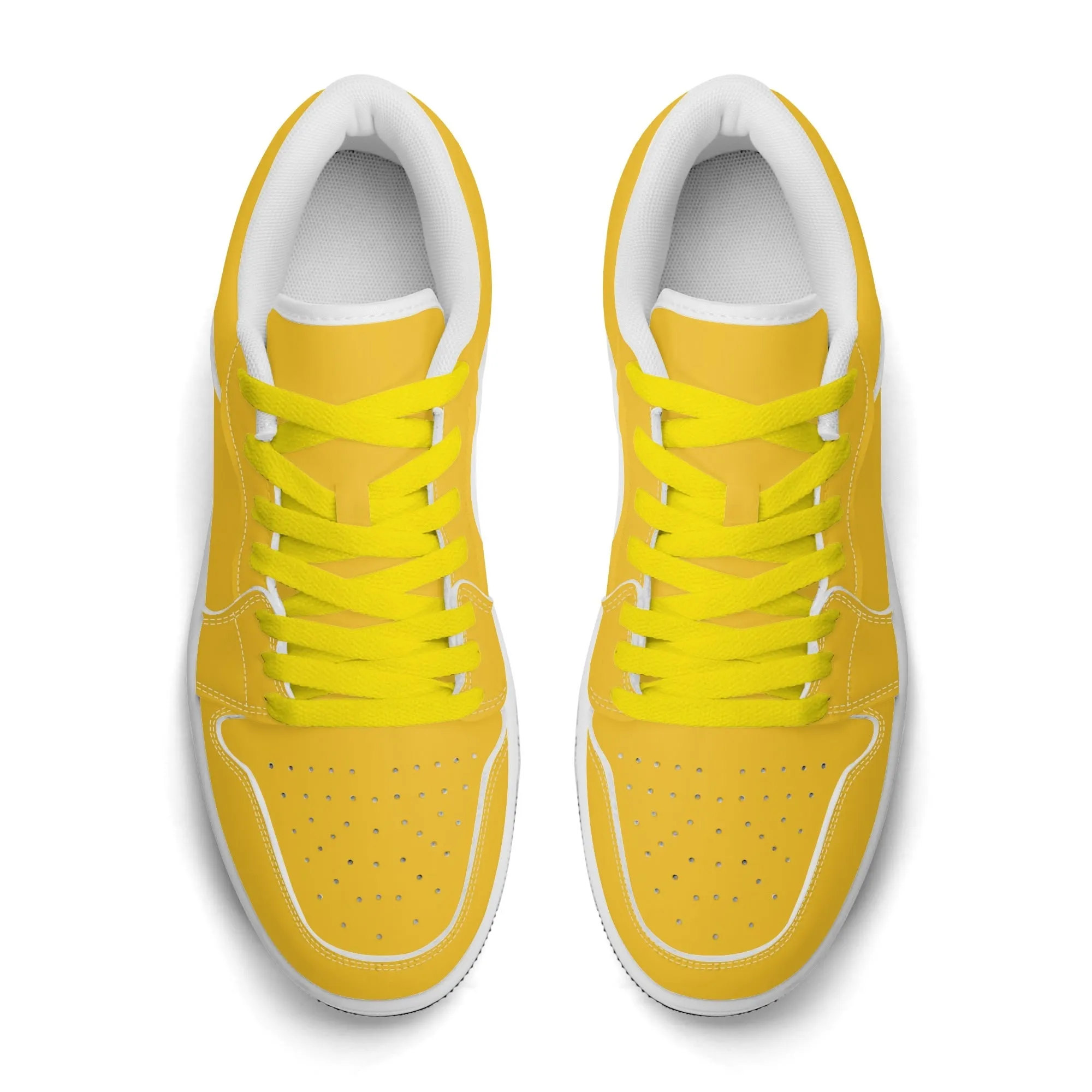 Gelbe Low Top Leder Sneaker für Damen