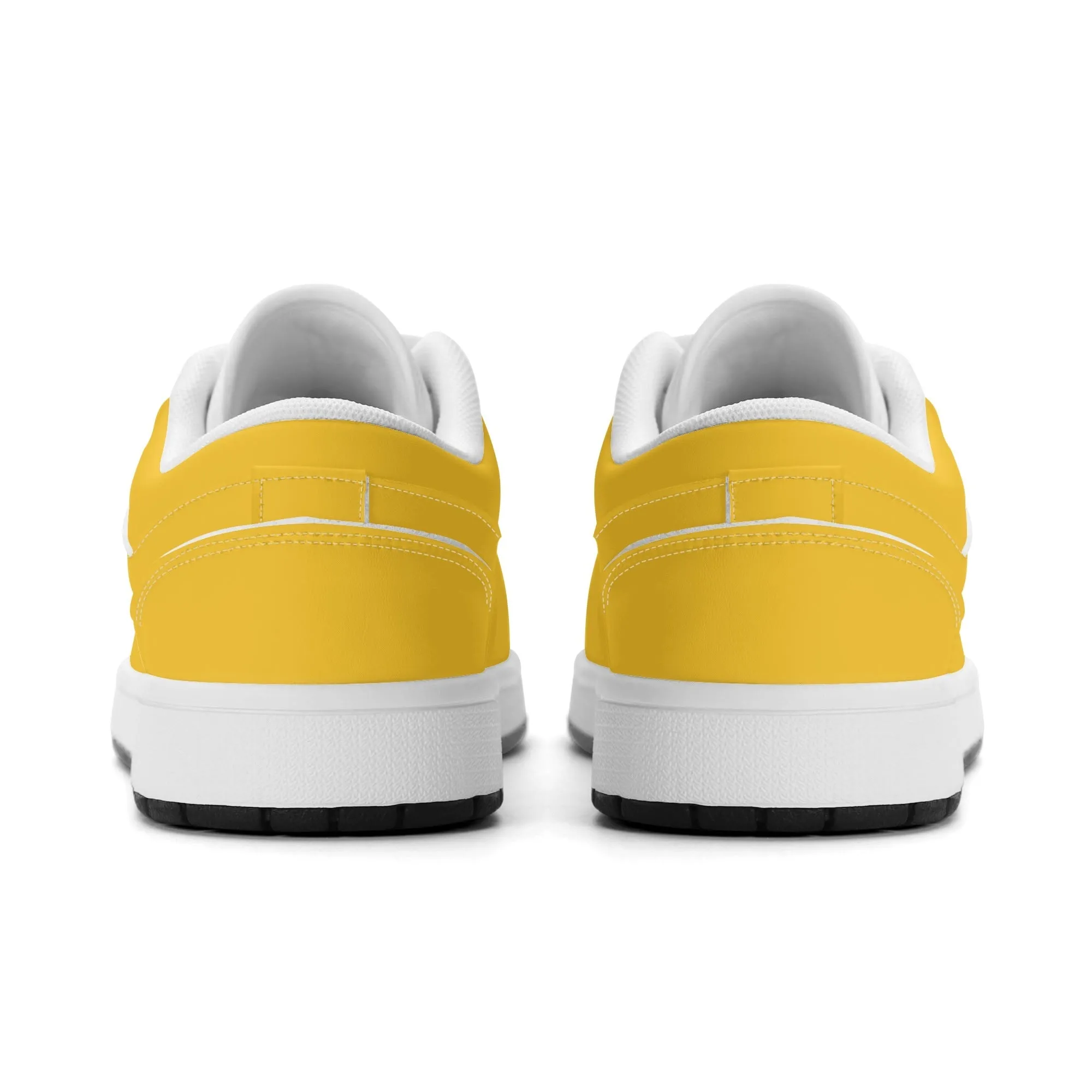 Gelbe Low Top Leder Sneaker für Damen