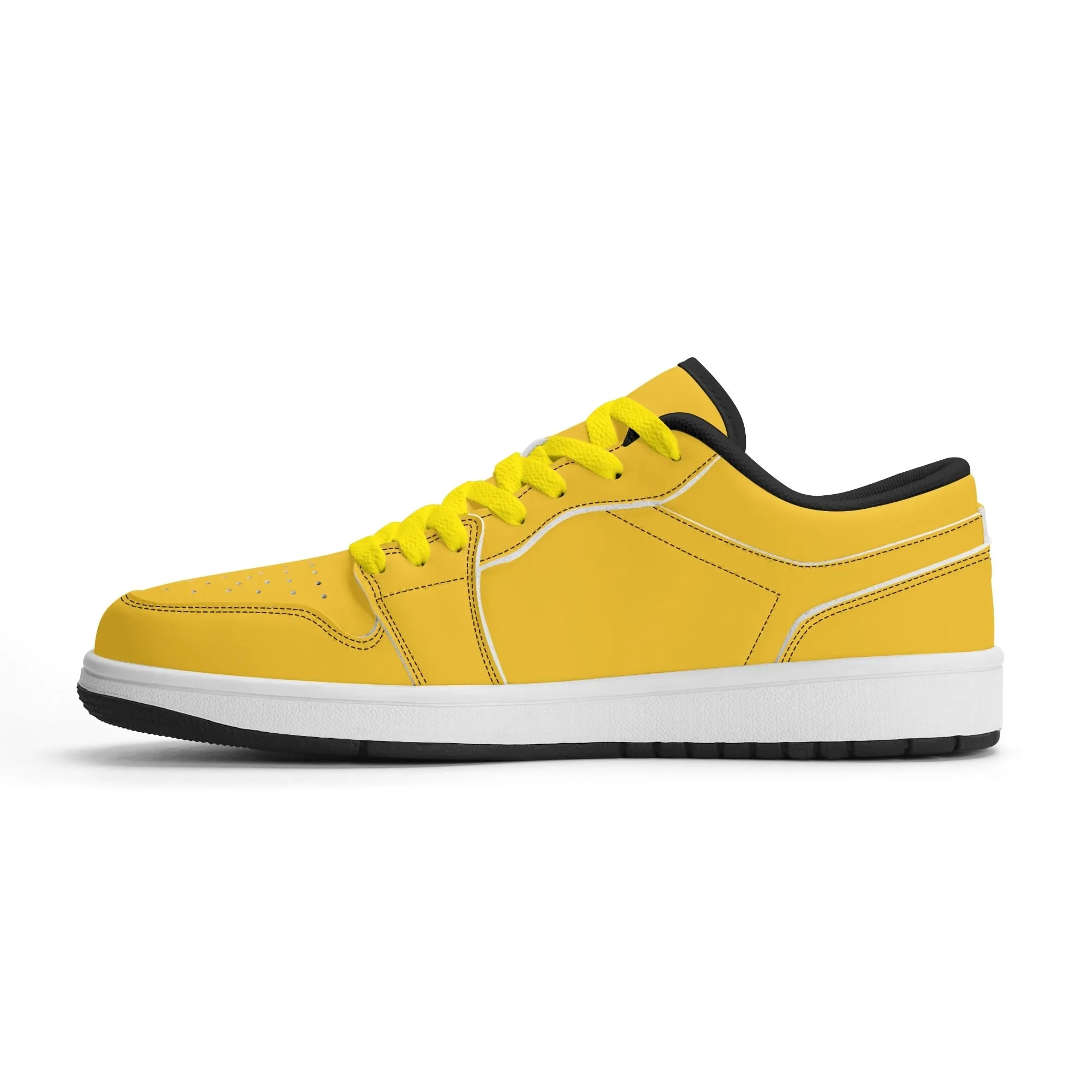 Gelbe Low Top Leder Sneaker für Damen