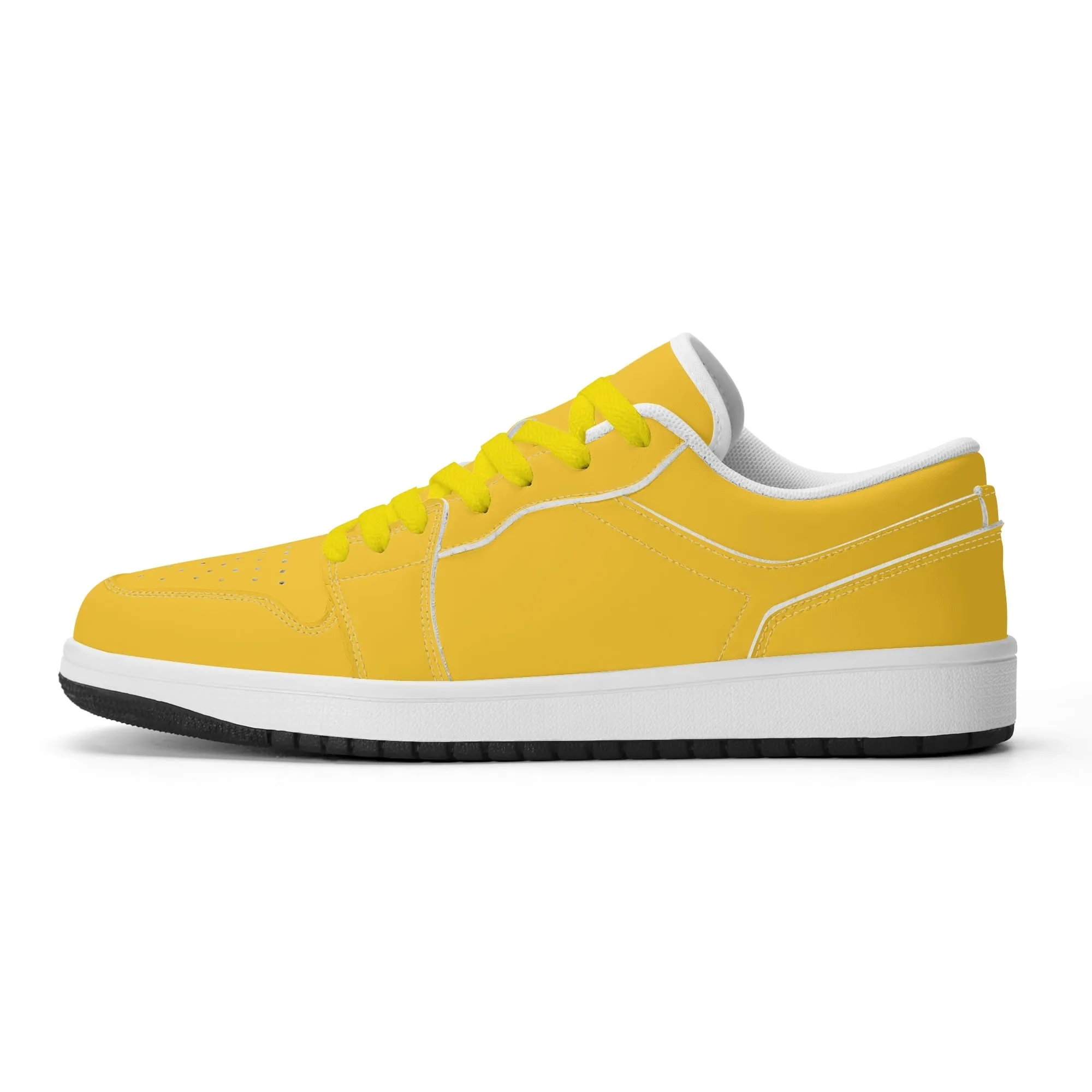 Gelbe Low Top Leder Sneaker für Damen