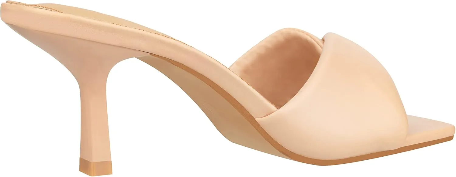 ILLUDE Women’s Low Heel Mules Open Square Toe Slip On Comfortable Cushion Heeled Sandals