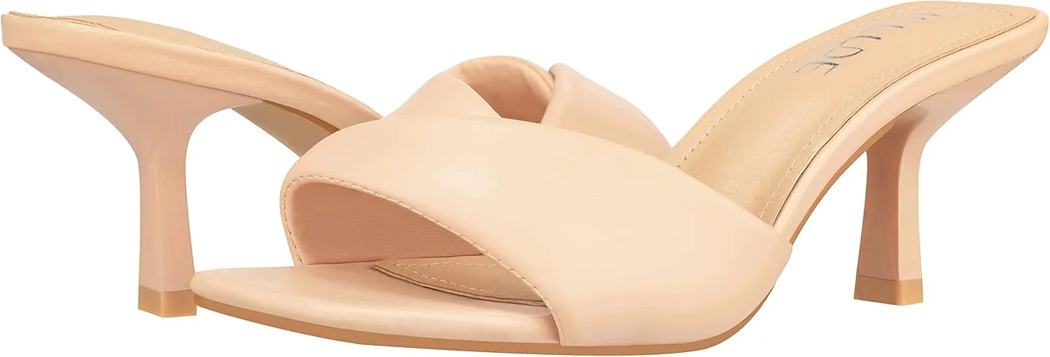 ILLUDE Women’s Low Heel Mules Open Square Toe Slip On Comfortable Cushion Heeled Sandals