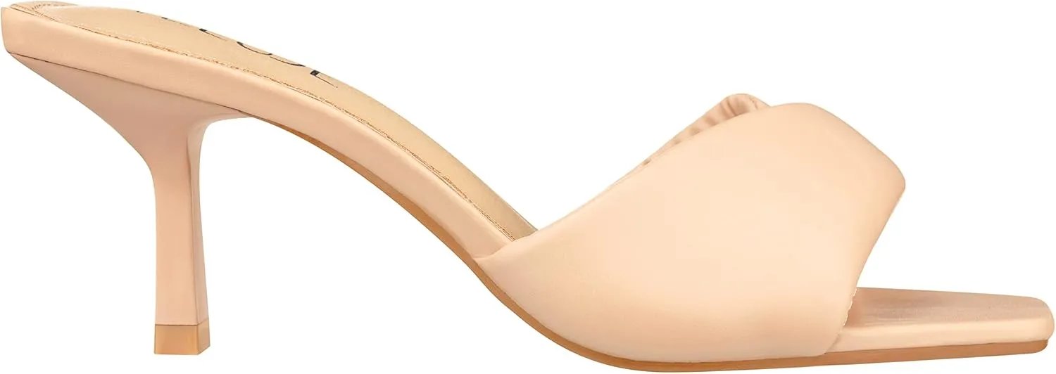 ILLUDE Women’s Low Heel Mules Open Square Toe Slip On Comfortable Cushion Heeled Sandals