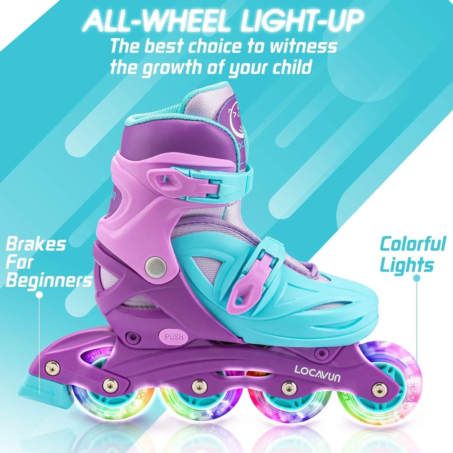 Inline Skates for Girls and Kids, Roller Skates Blades with 4 Size Adjustable Light up Wheels for Kids Girls Beginner Ages 4-8 5-8 6-12 8-12 Indoor Outdoor