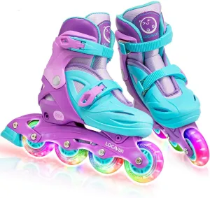 Inline Skates for Girls and Kids, Roller Skates Blades with 4 Size Adjustable Light up Wheels for Kids Girls Beginner Ages 4-8 5-8 6-12 8-12 Indoor Outdoor