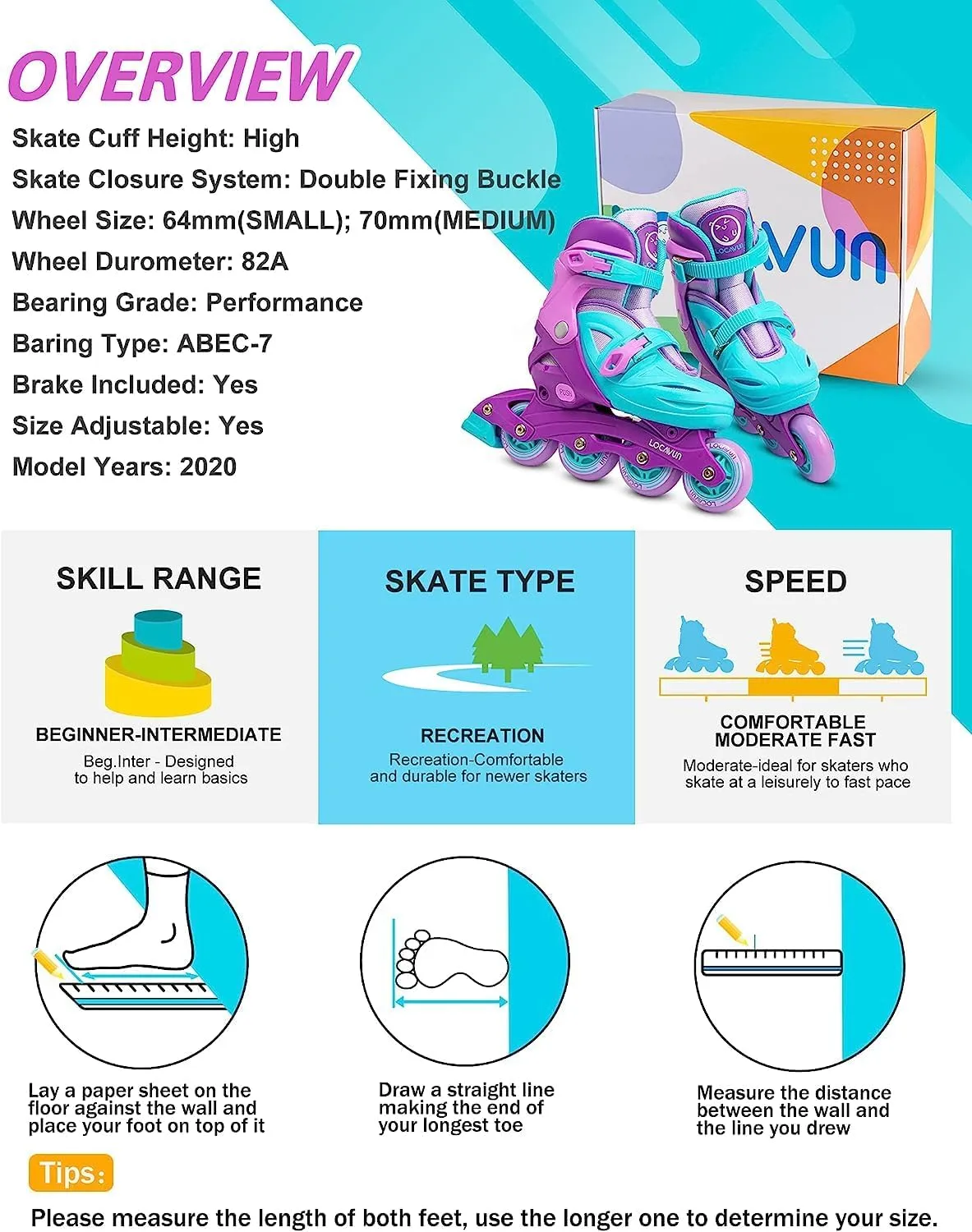 Inline Skates for Girls and Kids, Roller Skates Blades with 4 Size Adjustable Light up Wheels for Kids Girls Beginner Ages 4-8 5-8 6-12 8-12 Indoor Outdoor