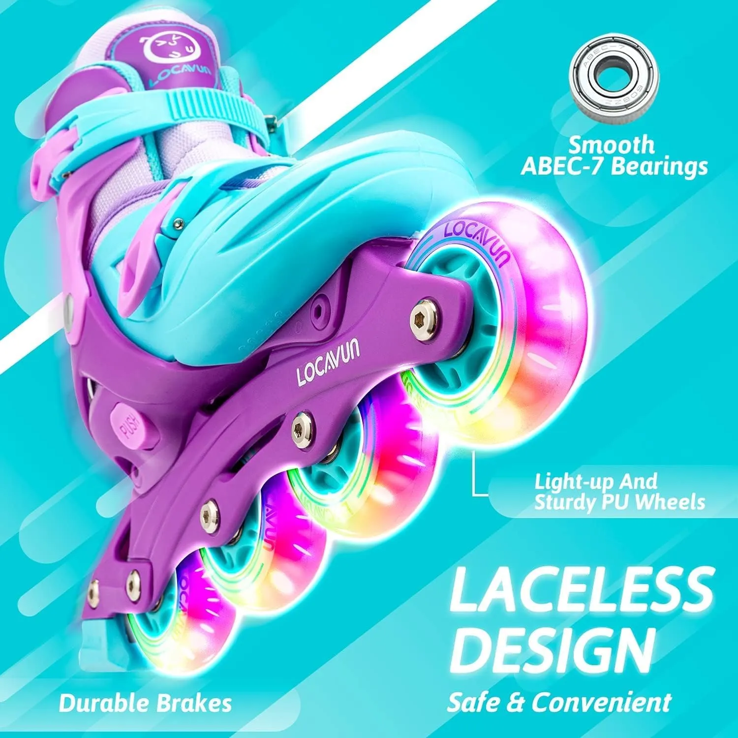 Inline Skates for Girls and Kids, Roller Skates Blades with 4 Size Adjustable Light up Wheels for Kids Girls Beginner Ages 4-8 5-8 6-12 8-12 Indoor Outdoor