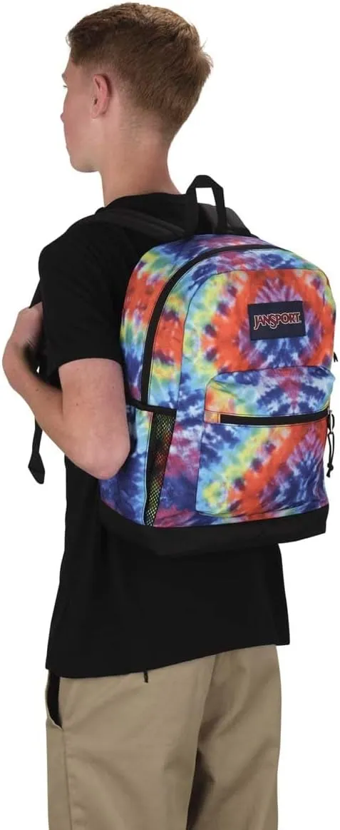 JanSport Cross Town Plus Backpack - Large Main Compartment, Side Water Bottle Pocket, 15-Inch Padded Laptop Sleeve - Red/Multi Hippie Days