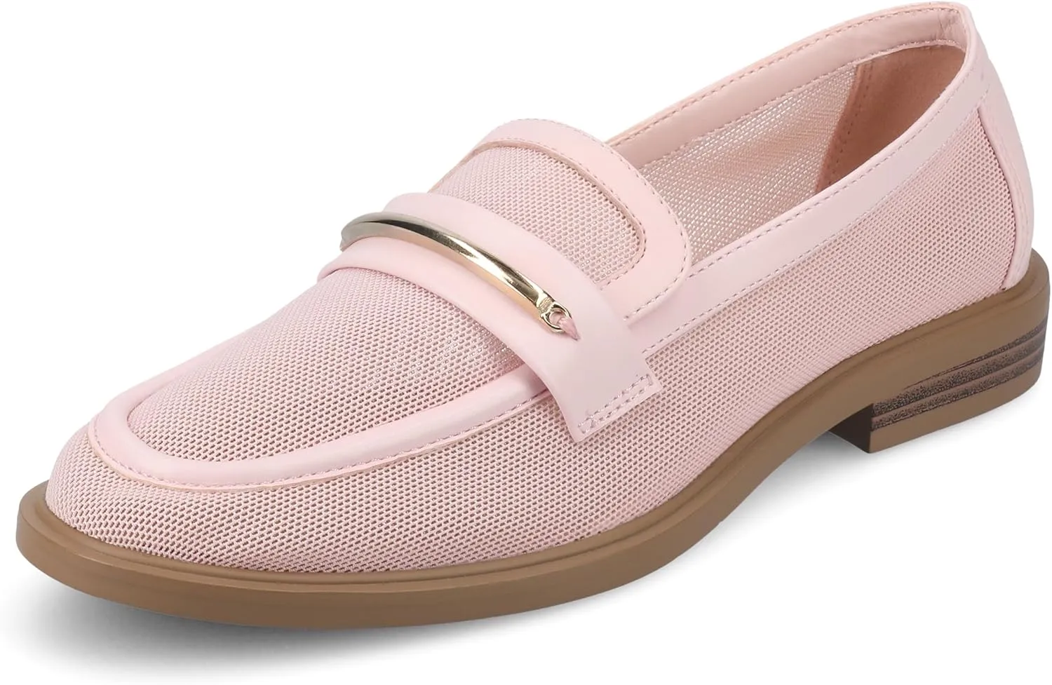 Journee Womens Dress Flat Loafer Cushioned Footbed Rainey Mesh Fabric Slip on I inch Heel Mesh/Pink 8 Medium Womens US