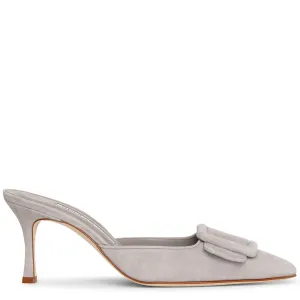 Maysale 70 light grey suede mules