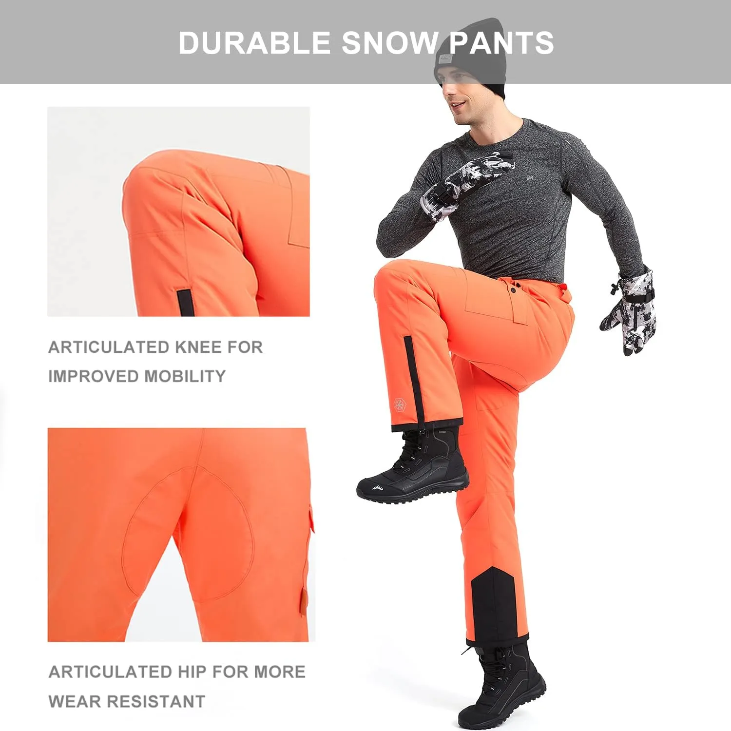 Men's Snow Ski Pants Waterproof Insulated Winter Windproof Snowboard Pants