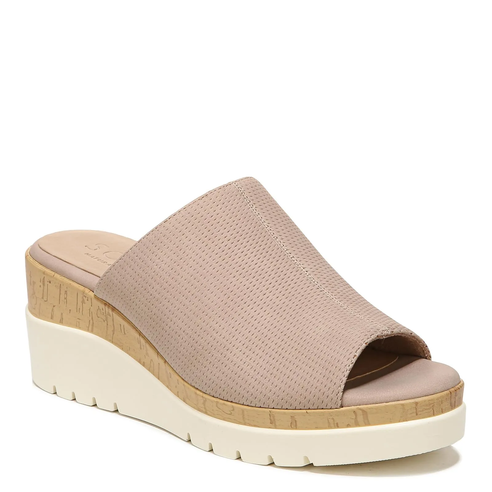 Naturalizer SOUL Women's Goodtimes Mule Slip On Wedge Sandal Light Taupe Suede 9M
