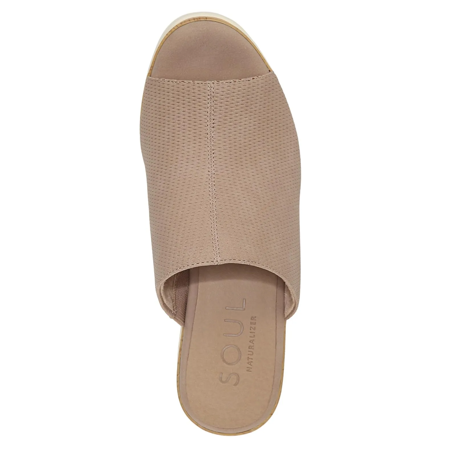 Naturalizer SOUL Women's Goodtimes Mule Slip On Wedge Sandal Light Taupe Suede 9M