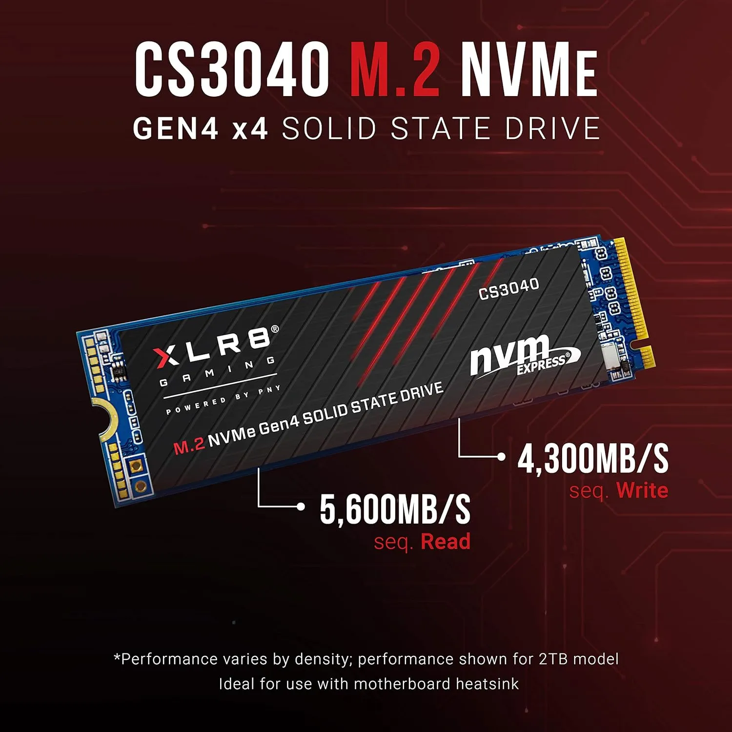 PNY XLR8 CS3040 4TB M.2 NVMe Gen4 x4 Internal Solid State Drive (SSD) - M280CS3040-4TB-RB