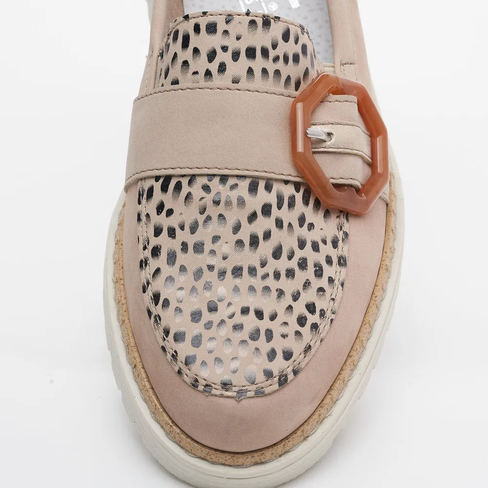 RIEKER - 54864-60 FLAT FASHION LOAFER - BEIGE MULTI