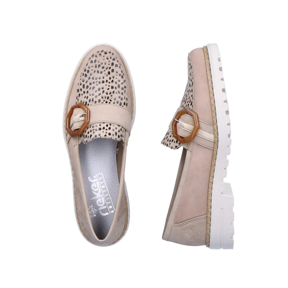 RIEKER - 54864-60 FLAT FASHION LOAFER - BEIGE MULTI