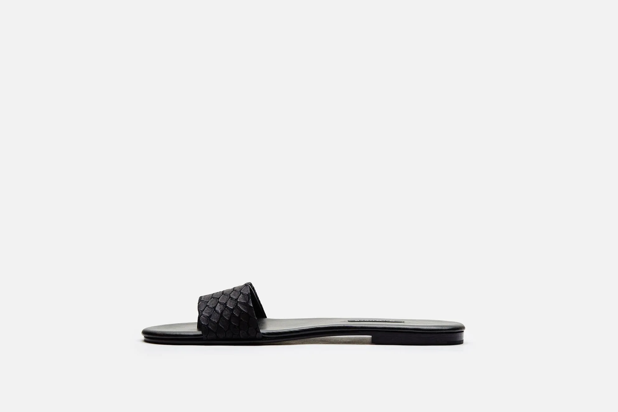 Roma Sandal - Black Embossed Snake