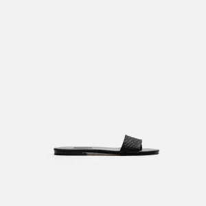 Roma Sandal - Black Embossed Snake