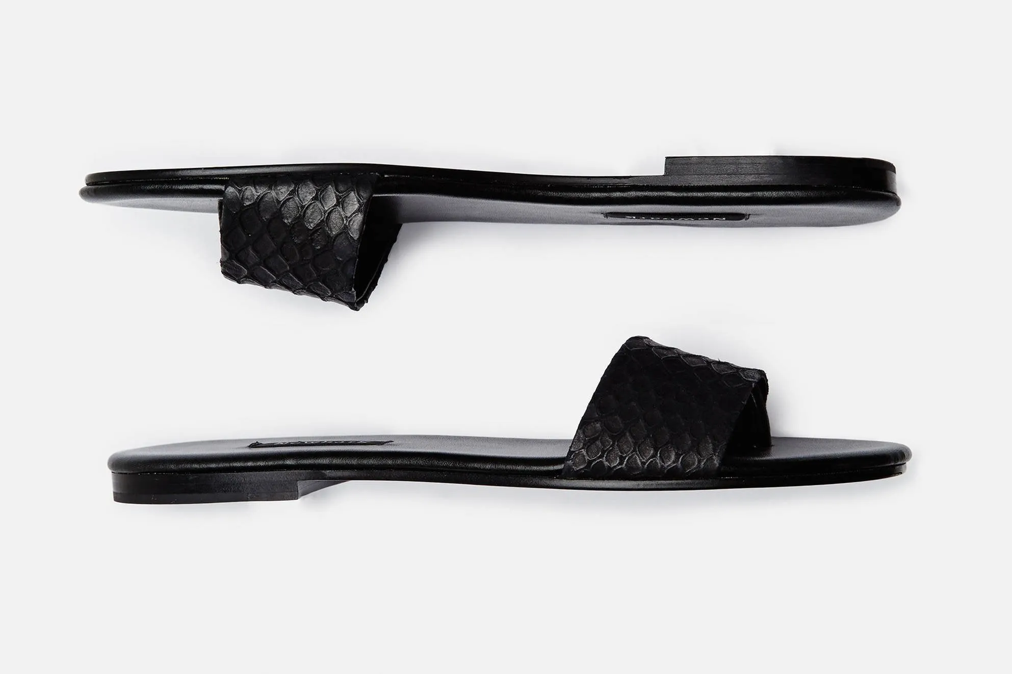 Roma Sandal - Black Embossed Snake