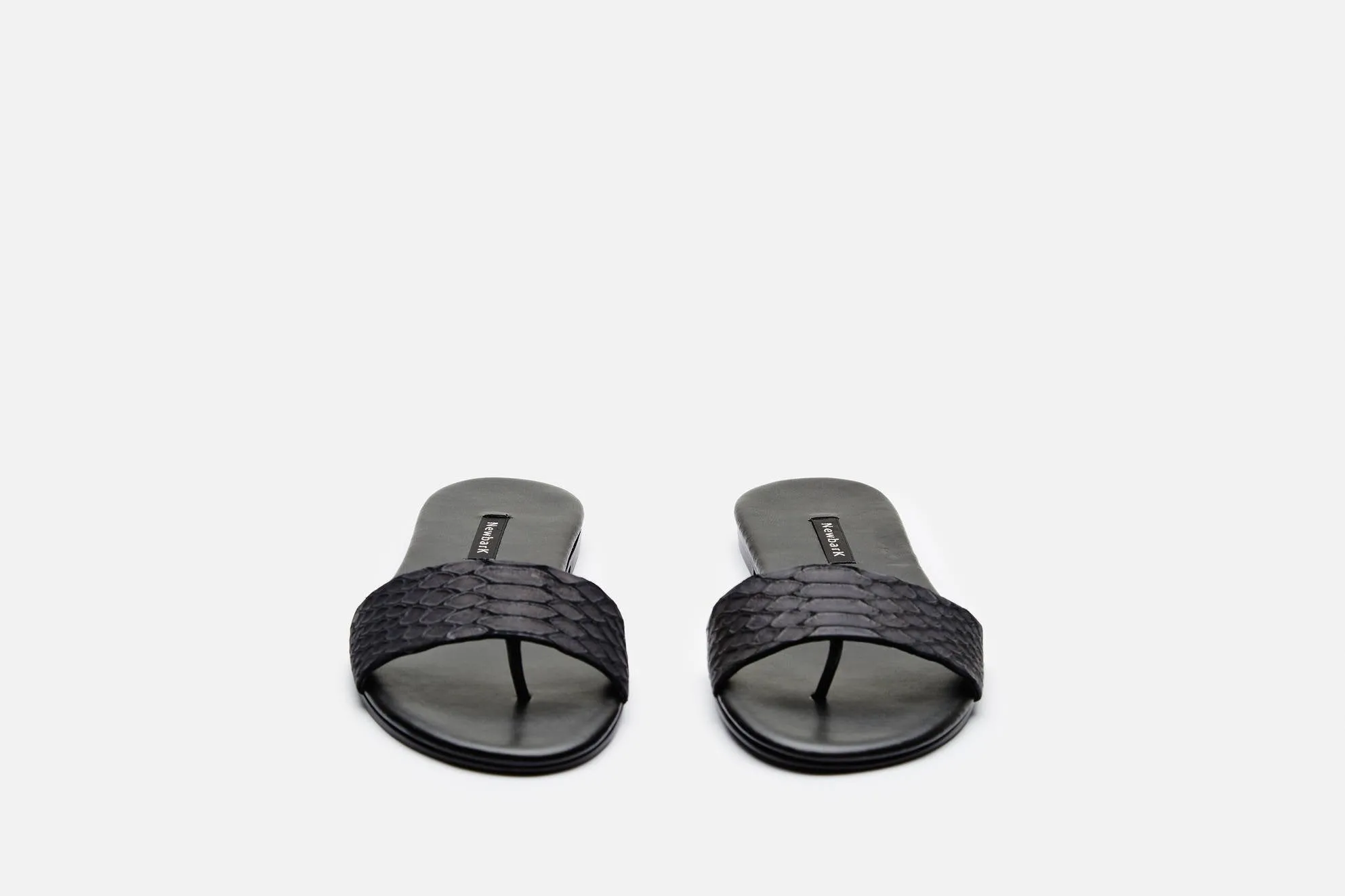 Roma Sandal - Black Embossed Snake